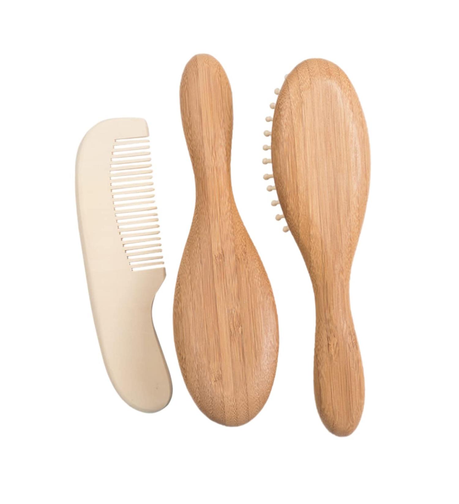 Hemoton 3pcs Kids Bath Set: Baby Hair Brush, Newborn Hair Comb, Wooden Wool Brush - Buy Online on GoSupps.com
