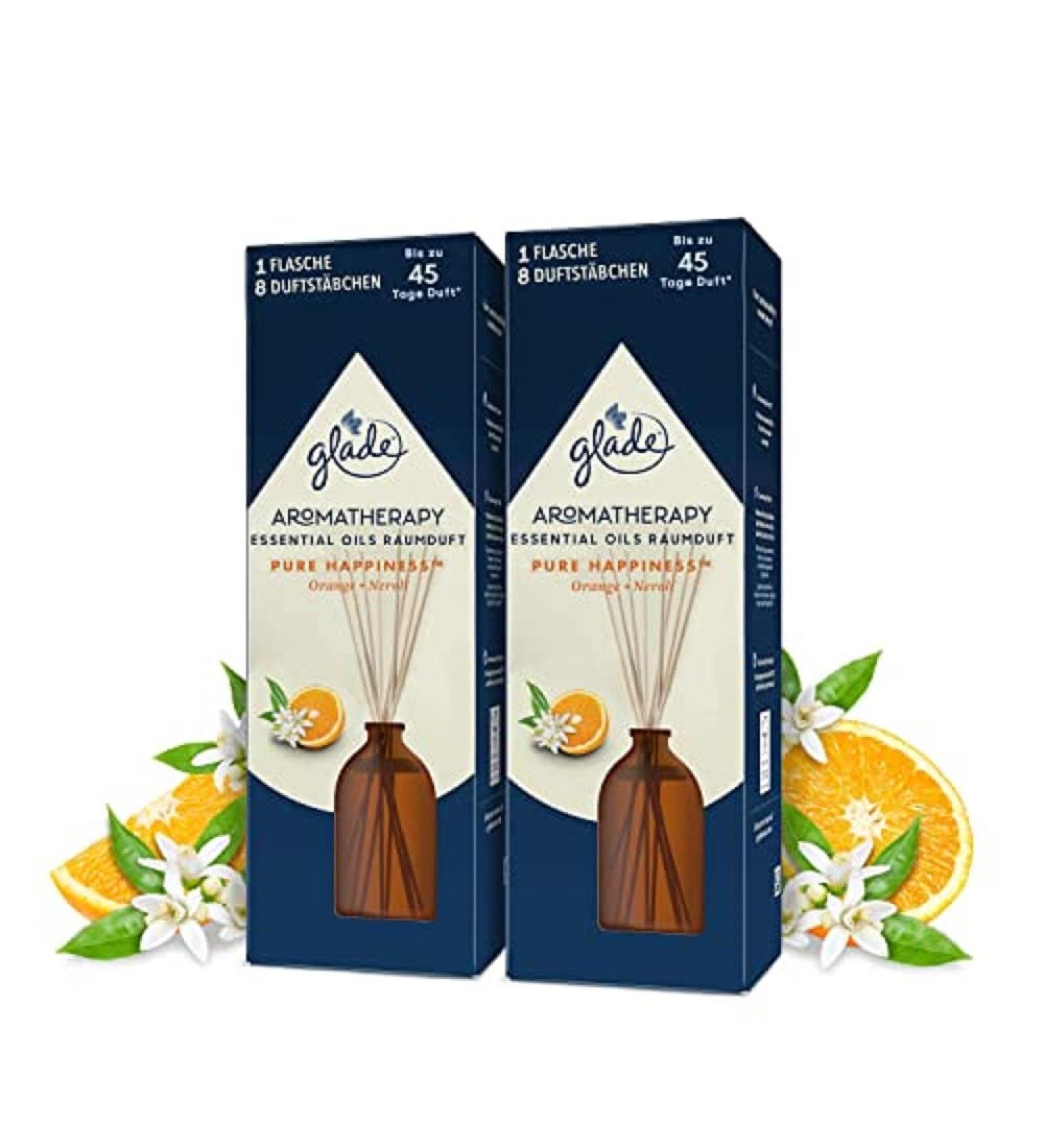 Glade Aromatherapy Essential Oils Room Fragrance - Pure Happiness Pack of 2 (Orange + Neroli) - 160ml Total - Buy Online on GoSupps.com