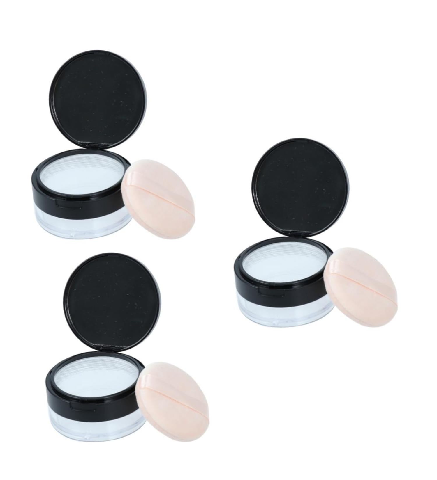 Beavorty Dressing Case 3 Pcs Makeup Containers Empty Loose Powder Jar Powder Puff Case Compact Loose Powder Puff Portable Mx3pcs Blackx3pcs - Buy Online on GoSupps.com
