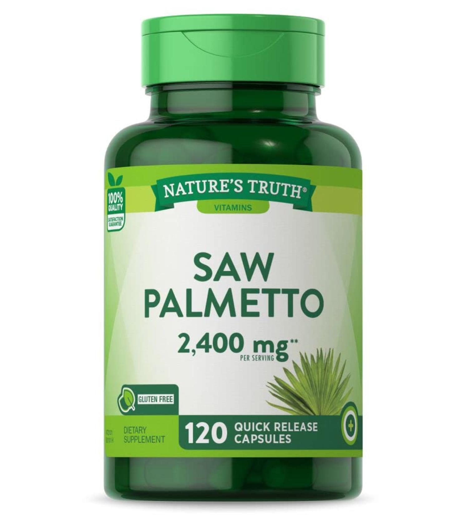 Nature's Truth Saw Palmetto 2400mg Capsules - 120 Count | Supports Prostate Health - Buy Online on GoSupps.com