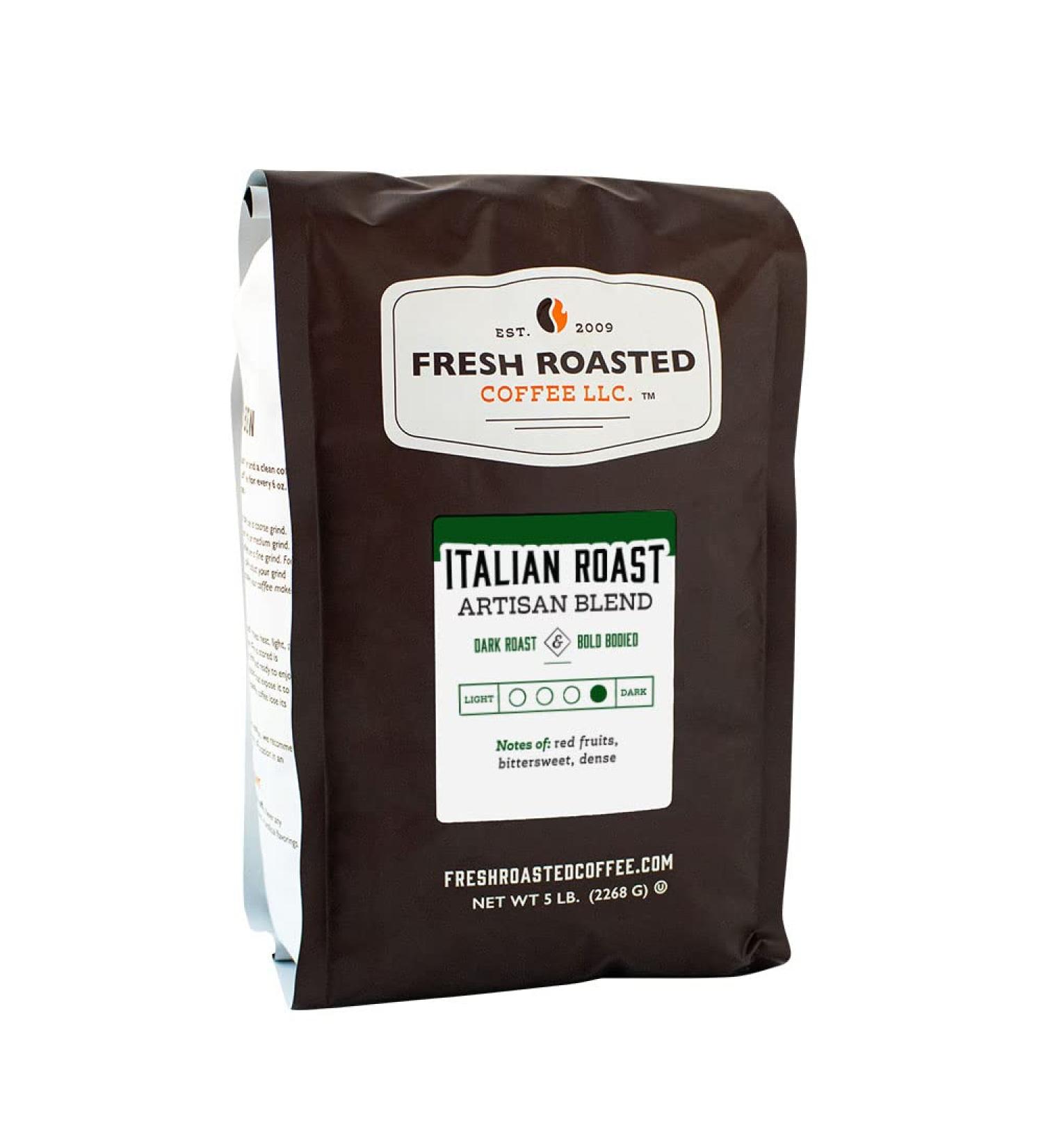 Fresh Roasted Coffee Italian Roast 5 lb (80 oz) Dark Kosher Whole Bean - 5 Pound Pack - Buy Online on GoSupps.com