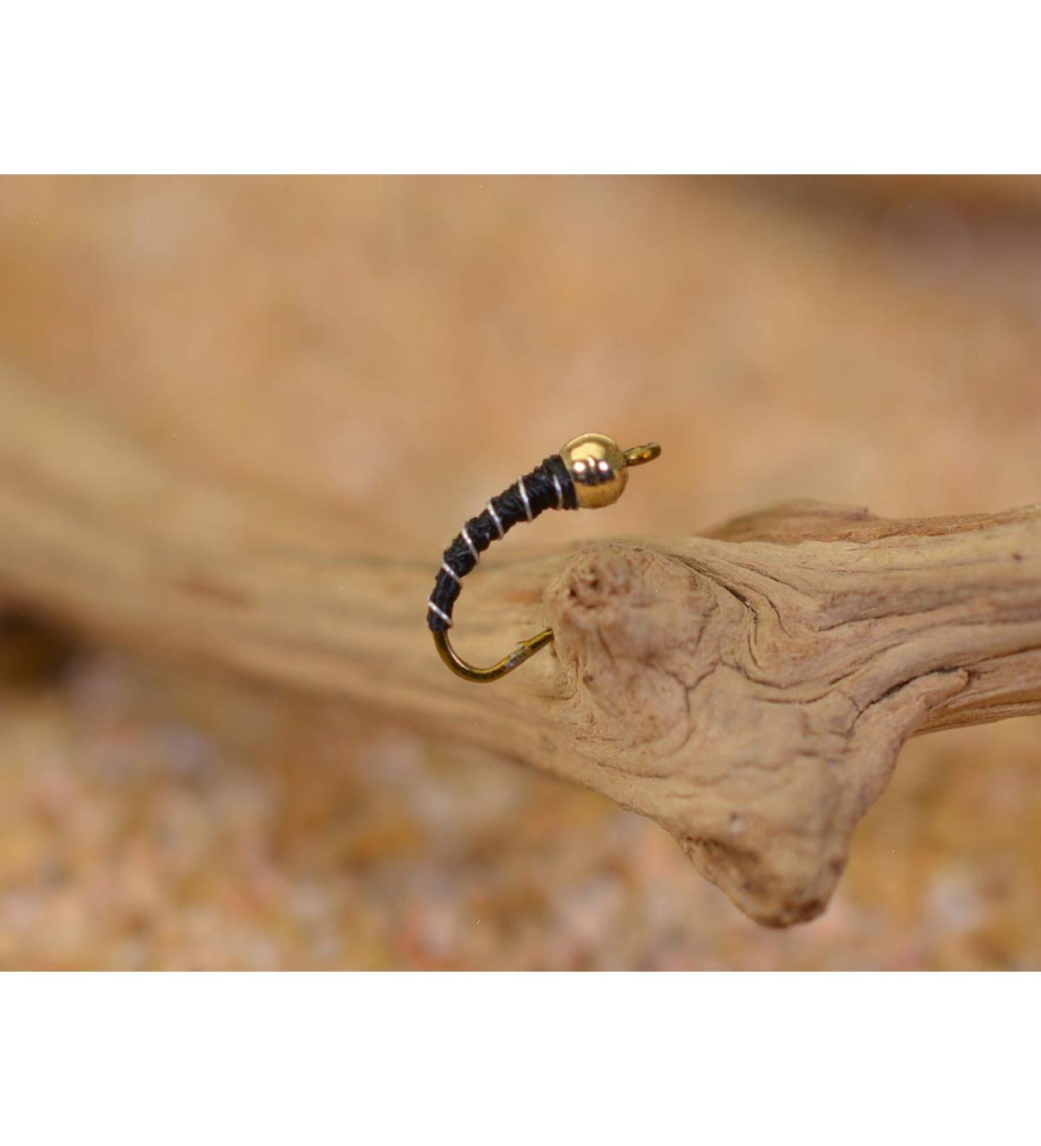 Region Fishing Tungsten Bead Head Black Zebra Midge Fly | Mustad Signature Fly Hooks | 1 Doz Flies Assortment