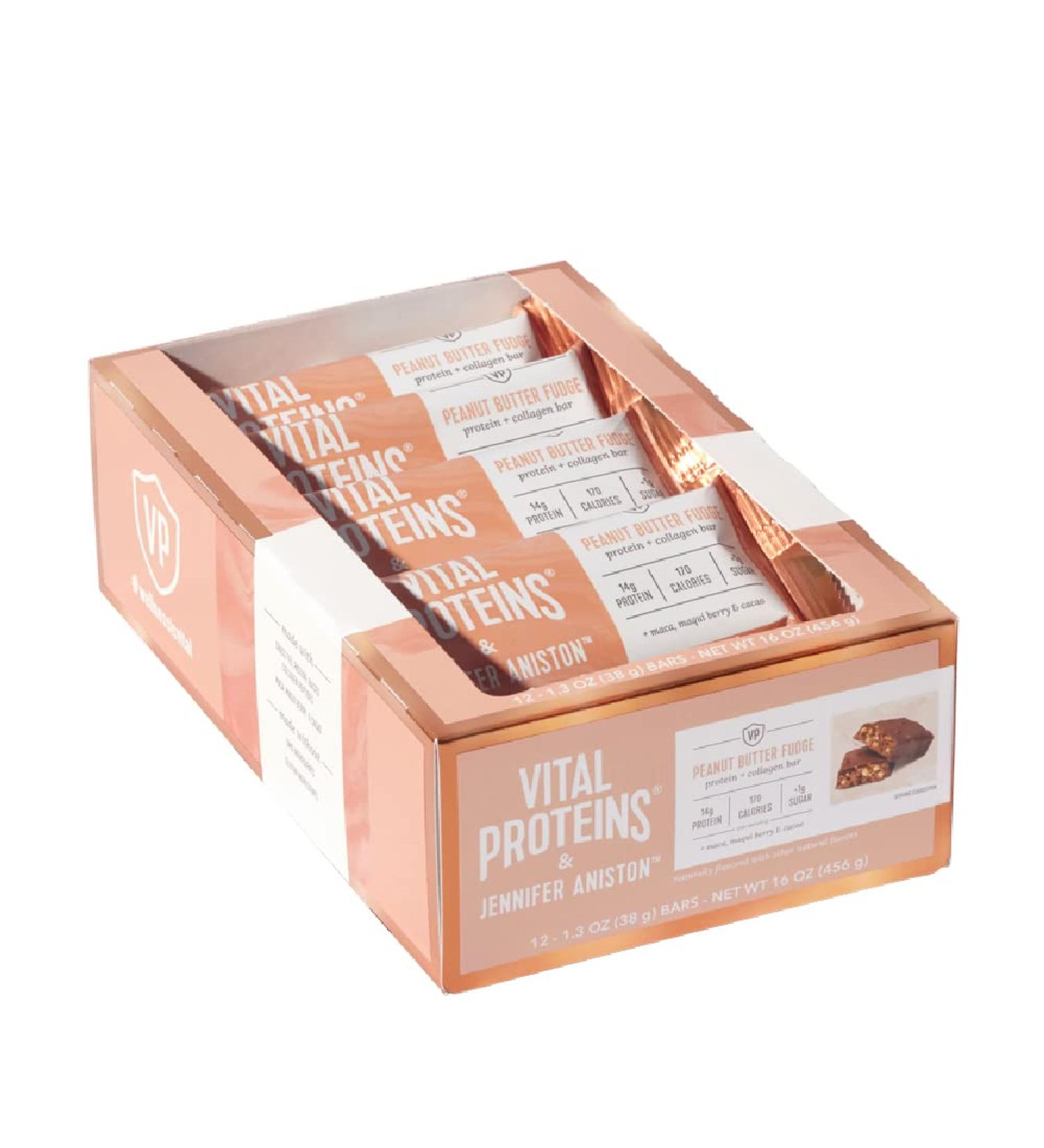 Vital ProteinsÂ® & Jennifer Anistonâ¢ Peanut Butter Fudge Flavored Protein and Collagen Bar 12-count box PeanutÂ ButterÂ Fudge - Buy Online on GoSupps.com