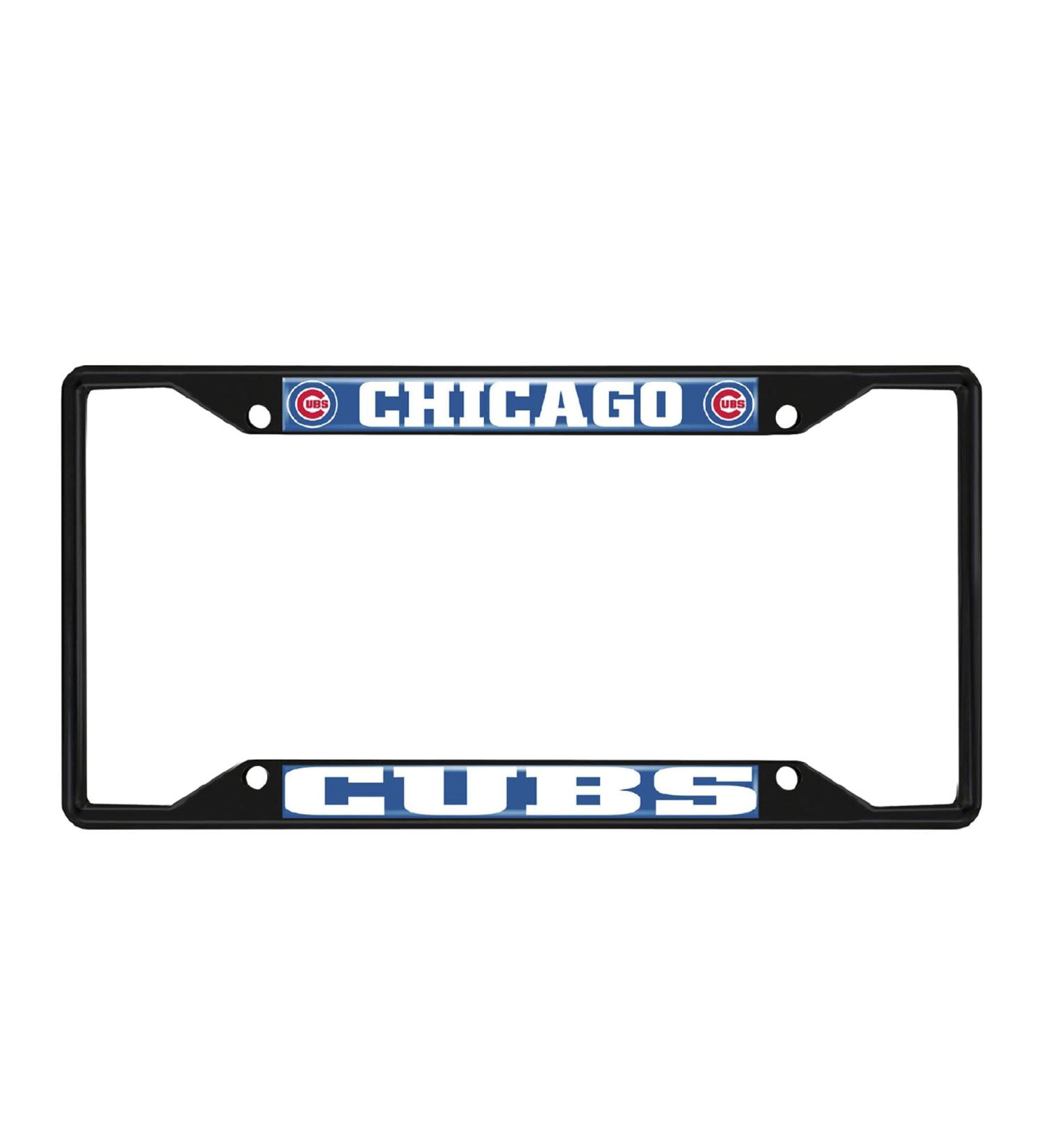 Fan Mats 31300: Chicago Cubs Metal License Plate Frame Black Finish, Blue
