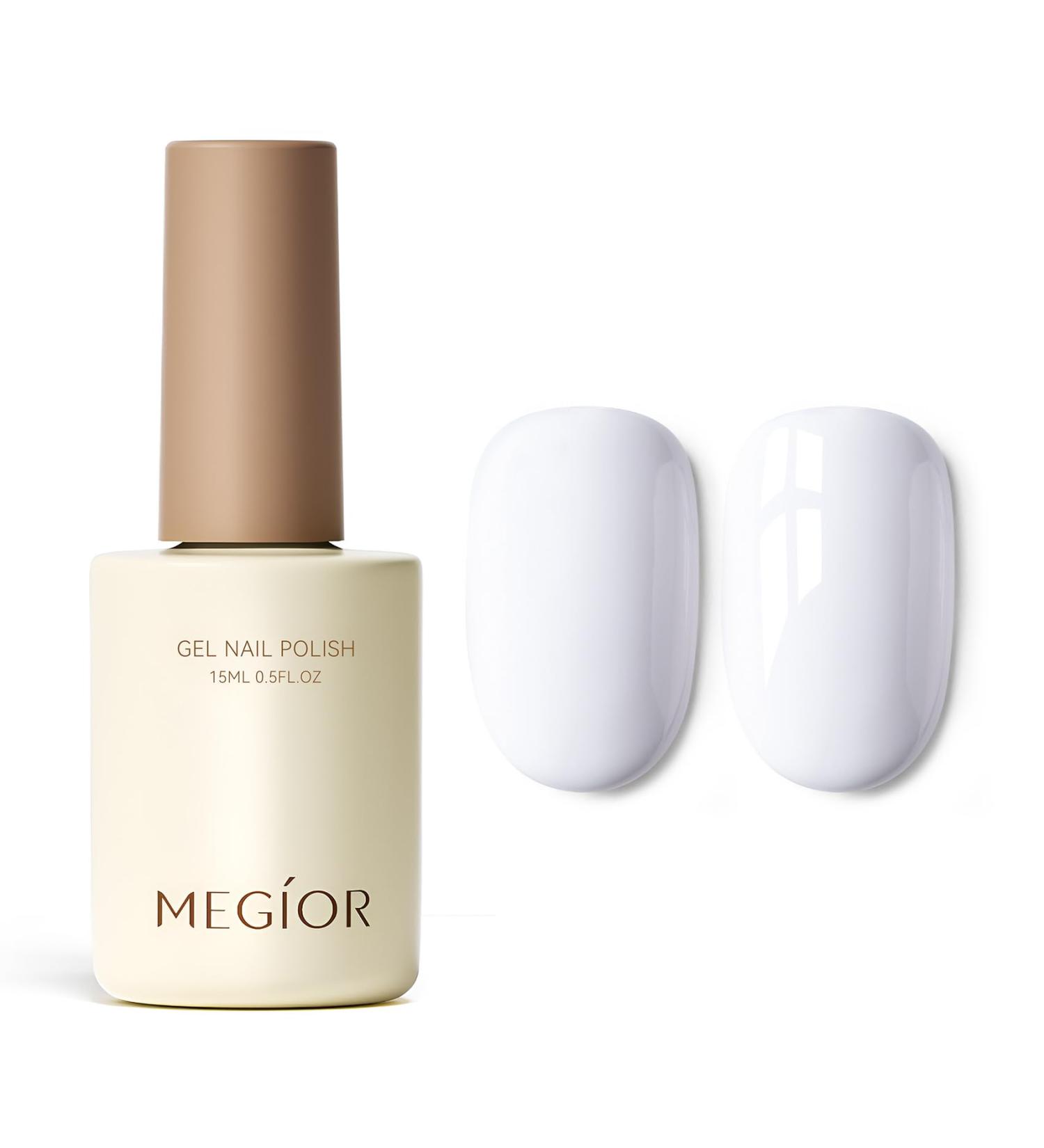 MEGIOR Cool White Gel Nail Polish 15ml Antiquewhite Gel Polish High Gloss Soak Off UV LED Nail Gel Polish for Nail Art Manicure Salon DIY Home Gift for Girls - Buy Online on GoSupps.com