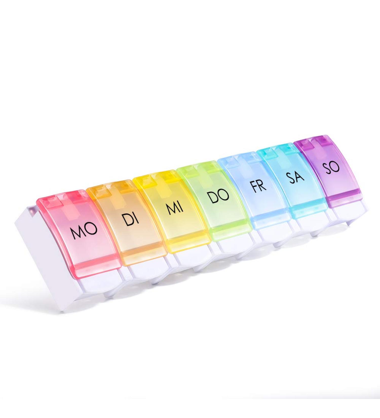 Buy Opret 7-Day Rainbow Pill Organizer | Small Oak Medication Box for Easy Daily Use - Buy Online on GoSupps.com