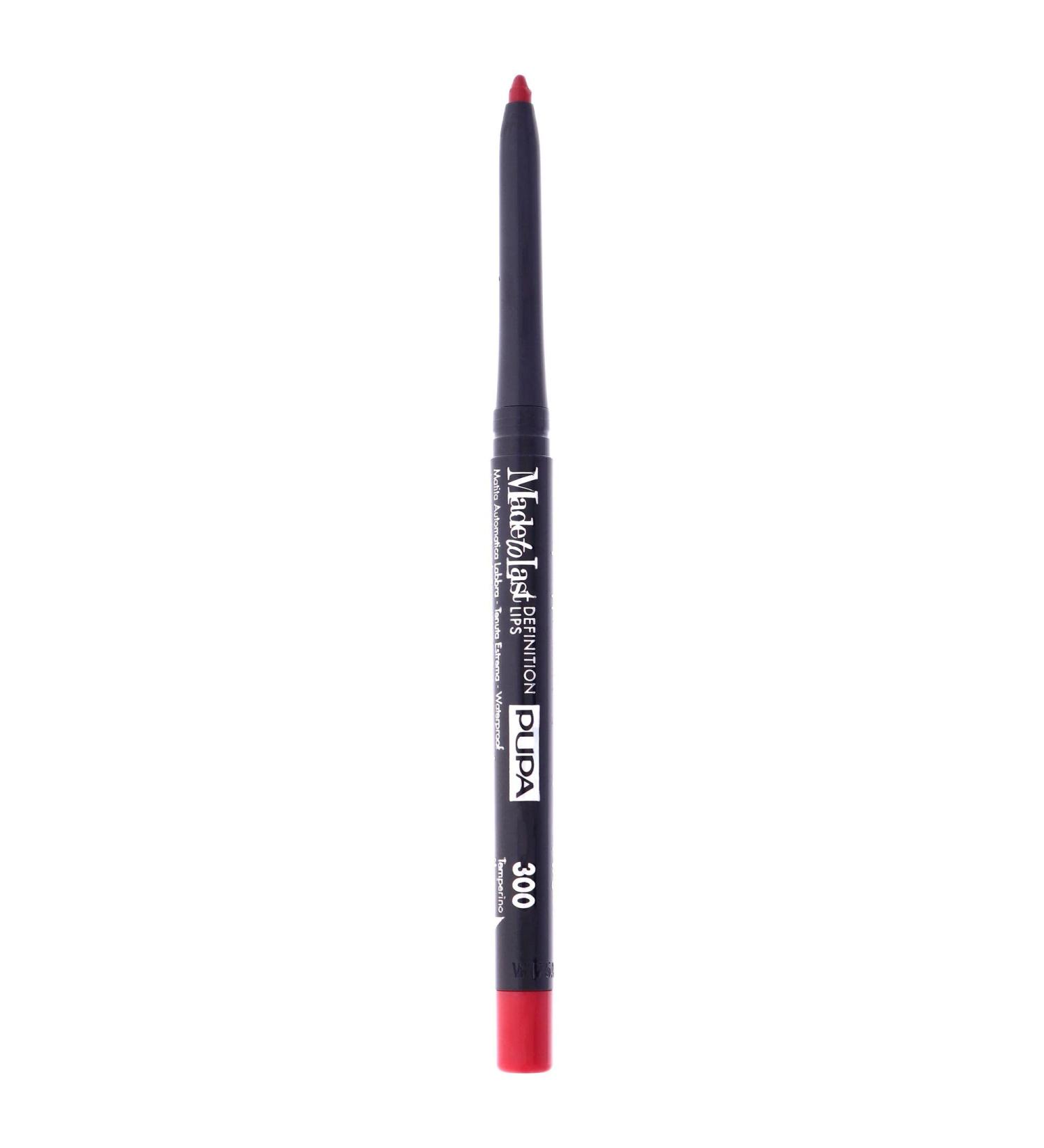 Pupa Milano Made To Last Definition Lips Pencil - For Precise Lip Contouring - Absolute Color Release - Very Smooth Application - Soft And Clings Perfectly To Lips - 300 Red Passion - 0.001 OZ