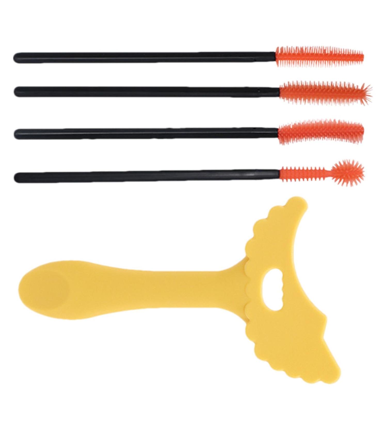 Mascara Applicator Guide - Stencil Template Silicone Applicator Shield | Multi-Functional Makeup Aid Tool for Daily Use Dating Night Out Yellow + Eyelash Brush - Buy Online on GoSupps.com