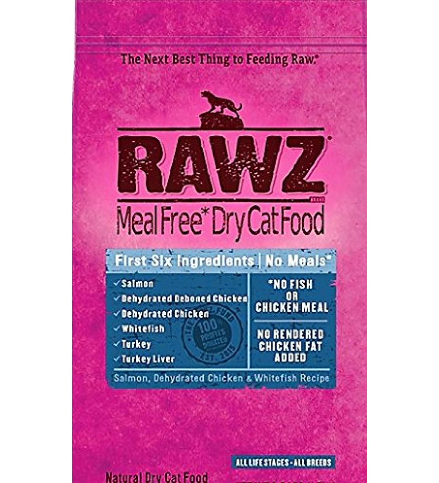 Rawz Dehydrated Cat Food, Salmon, Chicken and Whitefish Recipe Cat Food - 7.8 LB Bag, Fast, by Just Jak's Pet Market