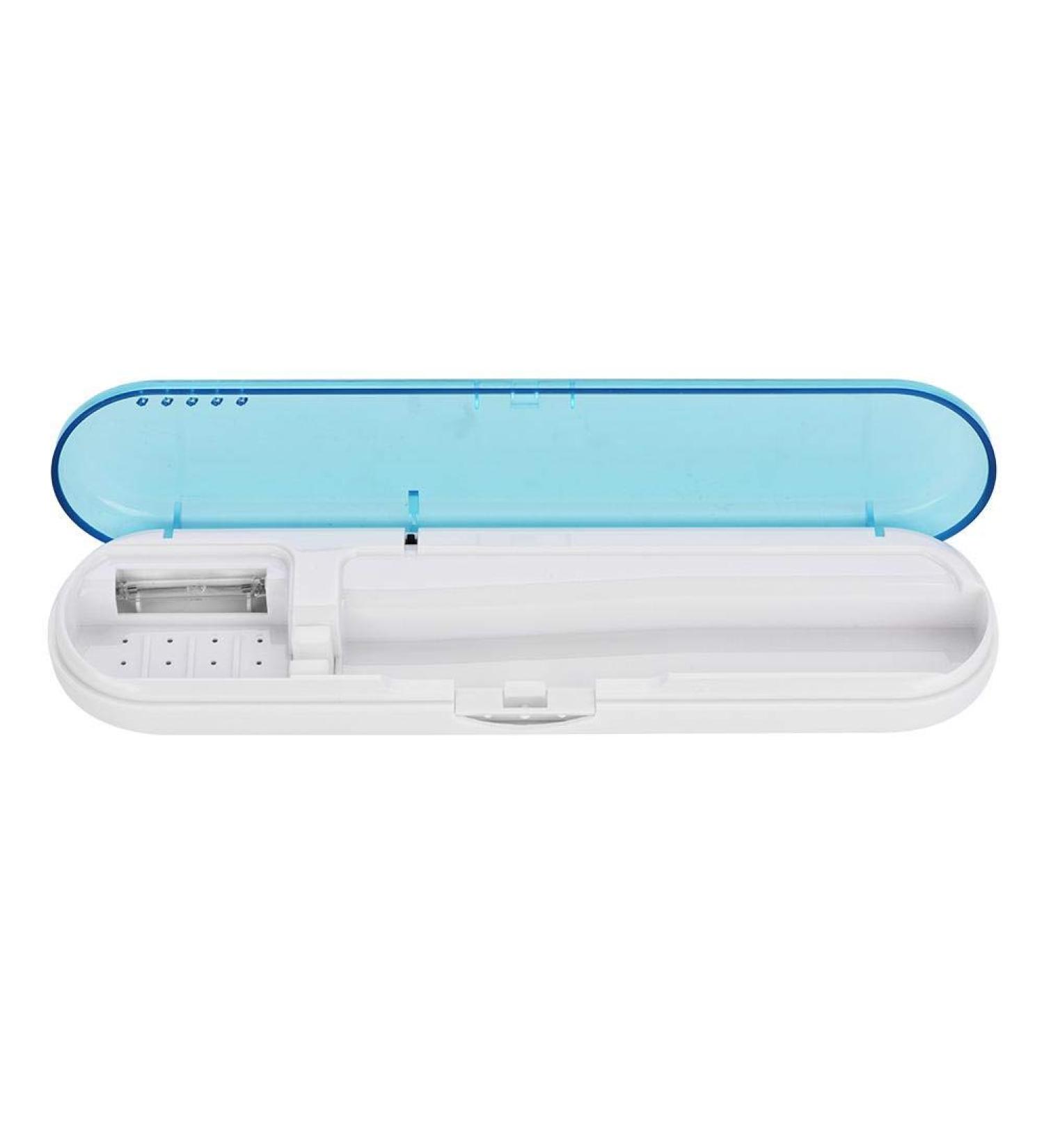 UV Toothbrush Disinfectant & Sterilizer - Portable Antibacterial Cleaner - Blue Toothbrush Container - Buy Online on GoSupps.com