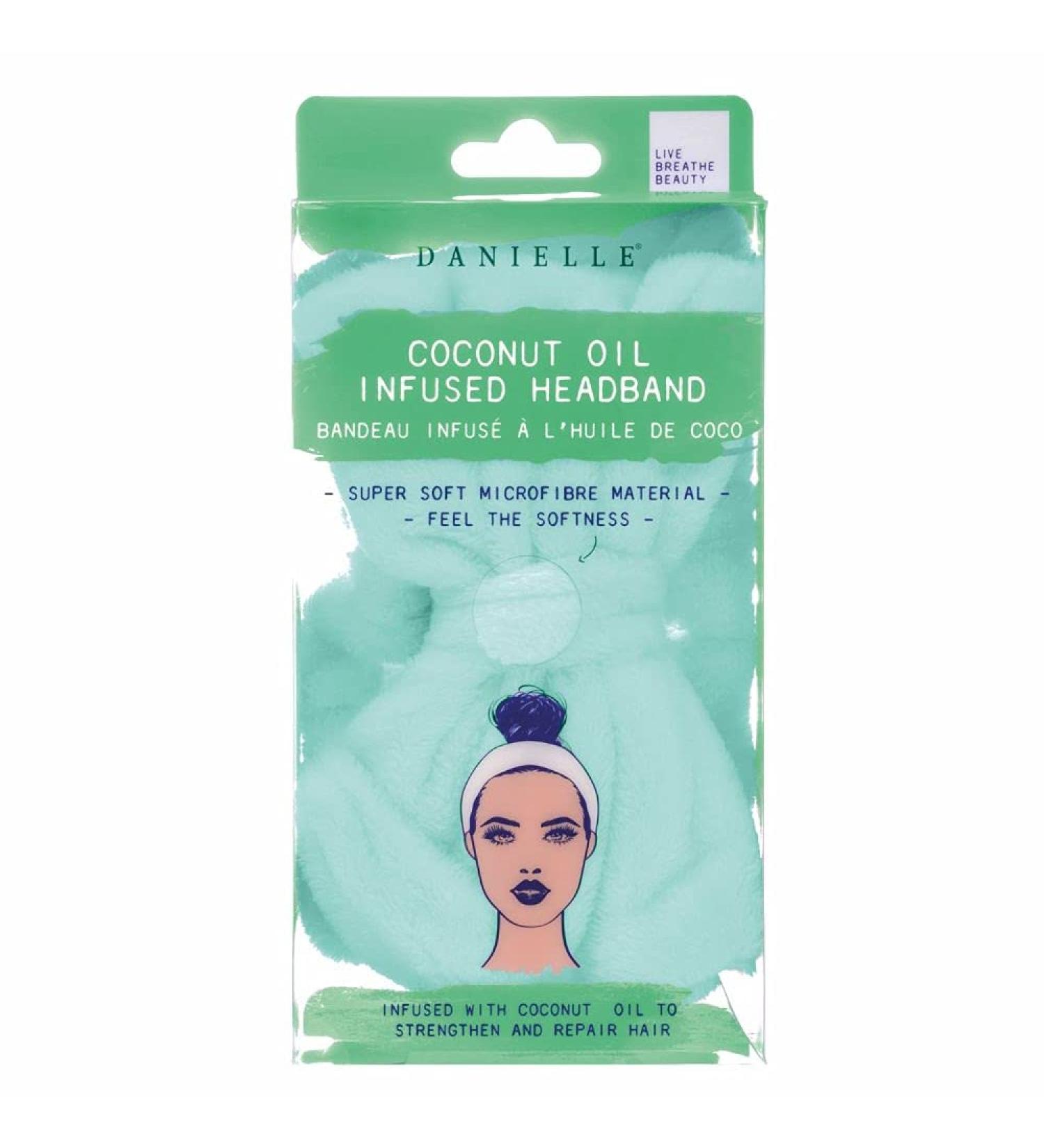 Danielle Creations Coconut Oil Infused Headband Soft Stretchy Microfibre Bow Hair Band Nourishes and Moisturises Hair During Skincare Washing Makeup and Beauty Routines - White