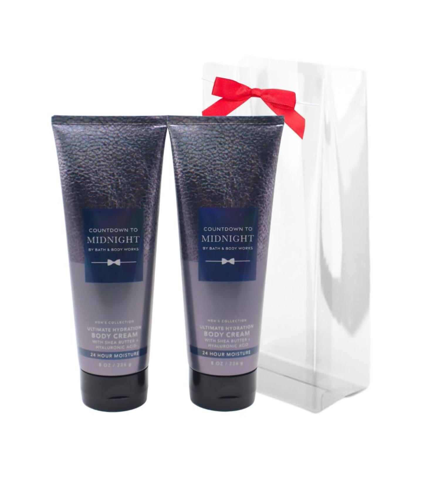 Bath & Body Works COUNTDOWN TO MIDNIGHT Men's Collection Ultimate Hydration Body Cream Gift Set with a Red Bow for Holidays - Pack of 2 - Buy Online on GoSupps.com