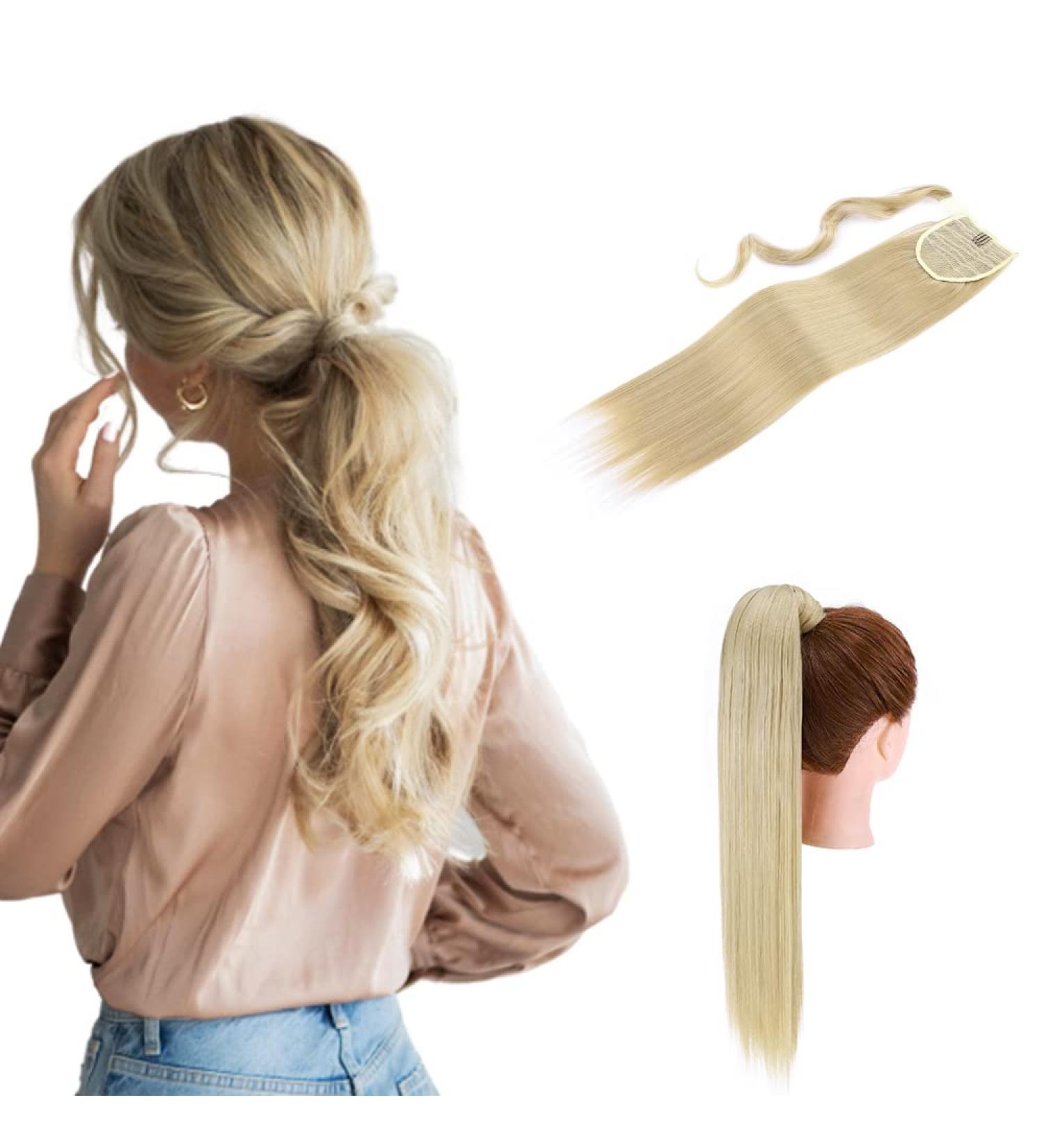 Buy S-Noilite Clip-In Hair Extensions - Realistic Braid Ponytail 58cm Ash Blonde Mix & Bleach Blonde - Perfect for Natural Looks! - Buy Online on GoSupps.com