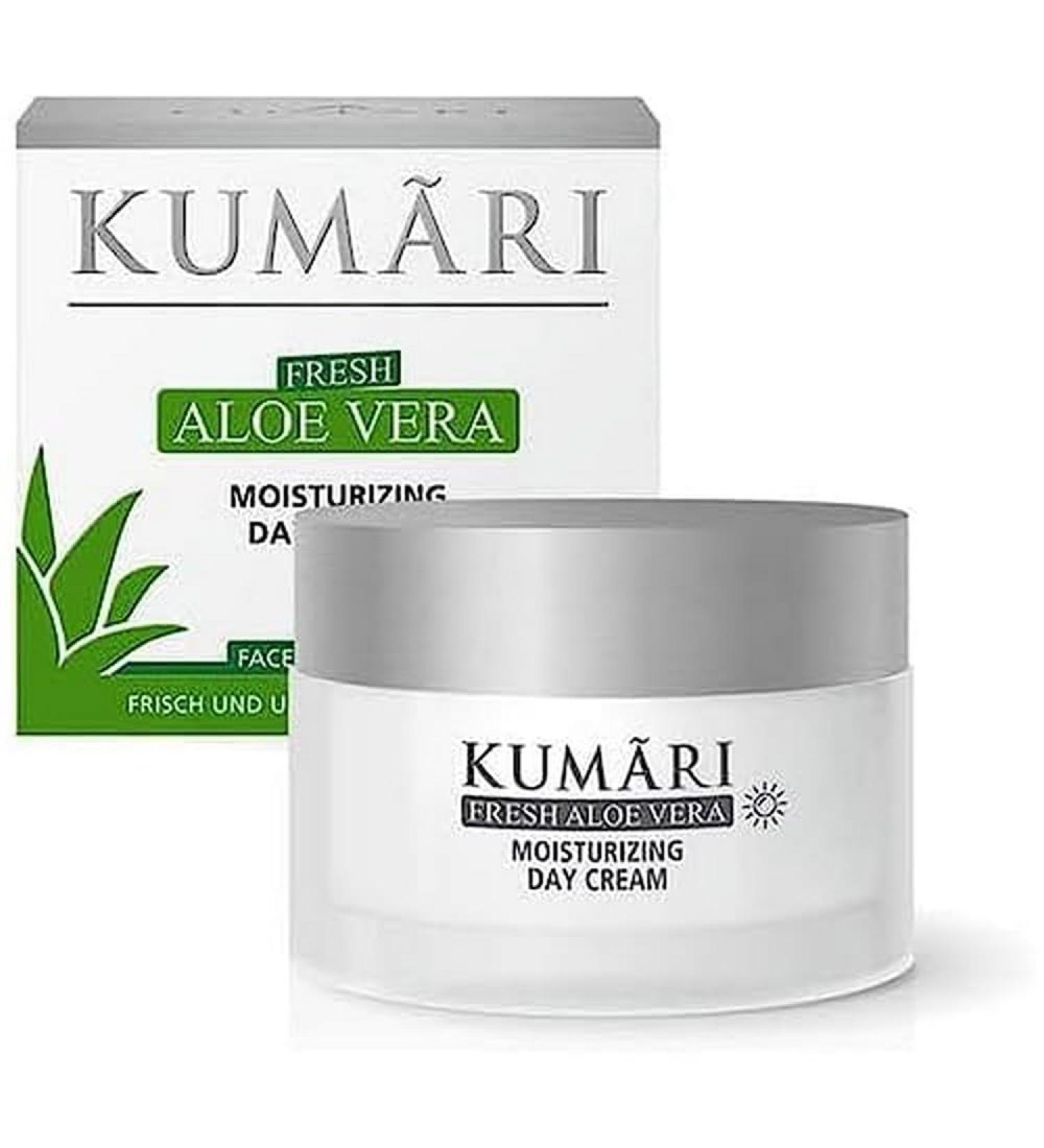 KUMARI Moisturizing Day Cream with aloe vera hyaluron and jojoba oil moisturizes and smoothes wrinkles vegan face cream with 76 undiluted organic aloe vera plant juice 50 ml