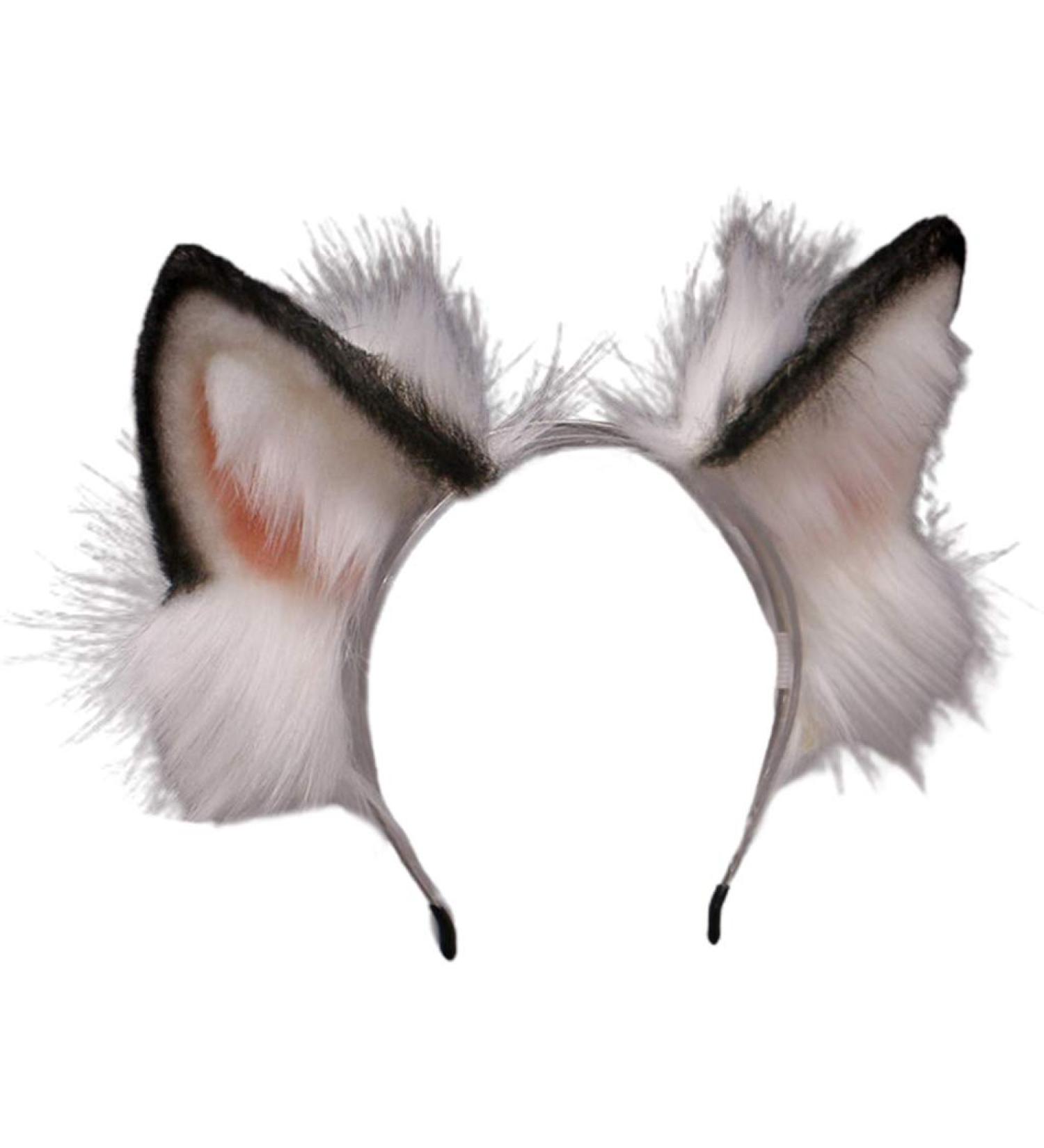 amangul Lovely Faux Wolf Ears Headband Realistic ry Animal Hair Hoop Anime Masquerade Cosplay Costume(White) - Buy Online on GoSupps.com