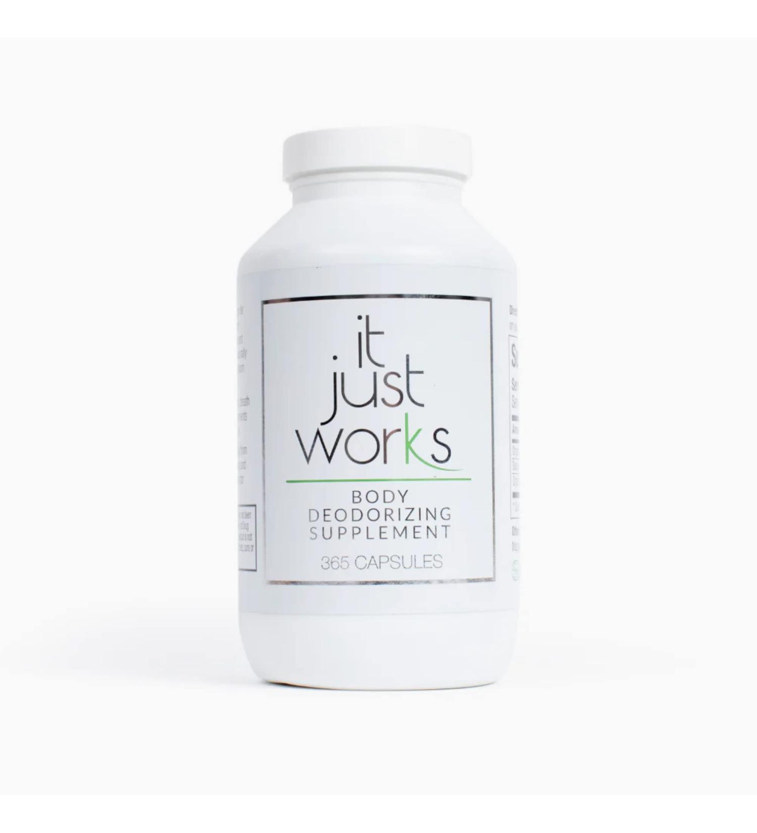 It Just Works All Natural Full Body Deodorizing Supplement for Underarms and Private Parts | Vegan & Organic Deodorant That Works from The Inside Out (365 Count) 365 Count (Pack of 1) - Buy Online on GoSupps.com