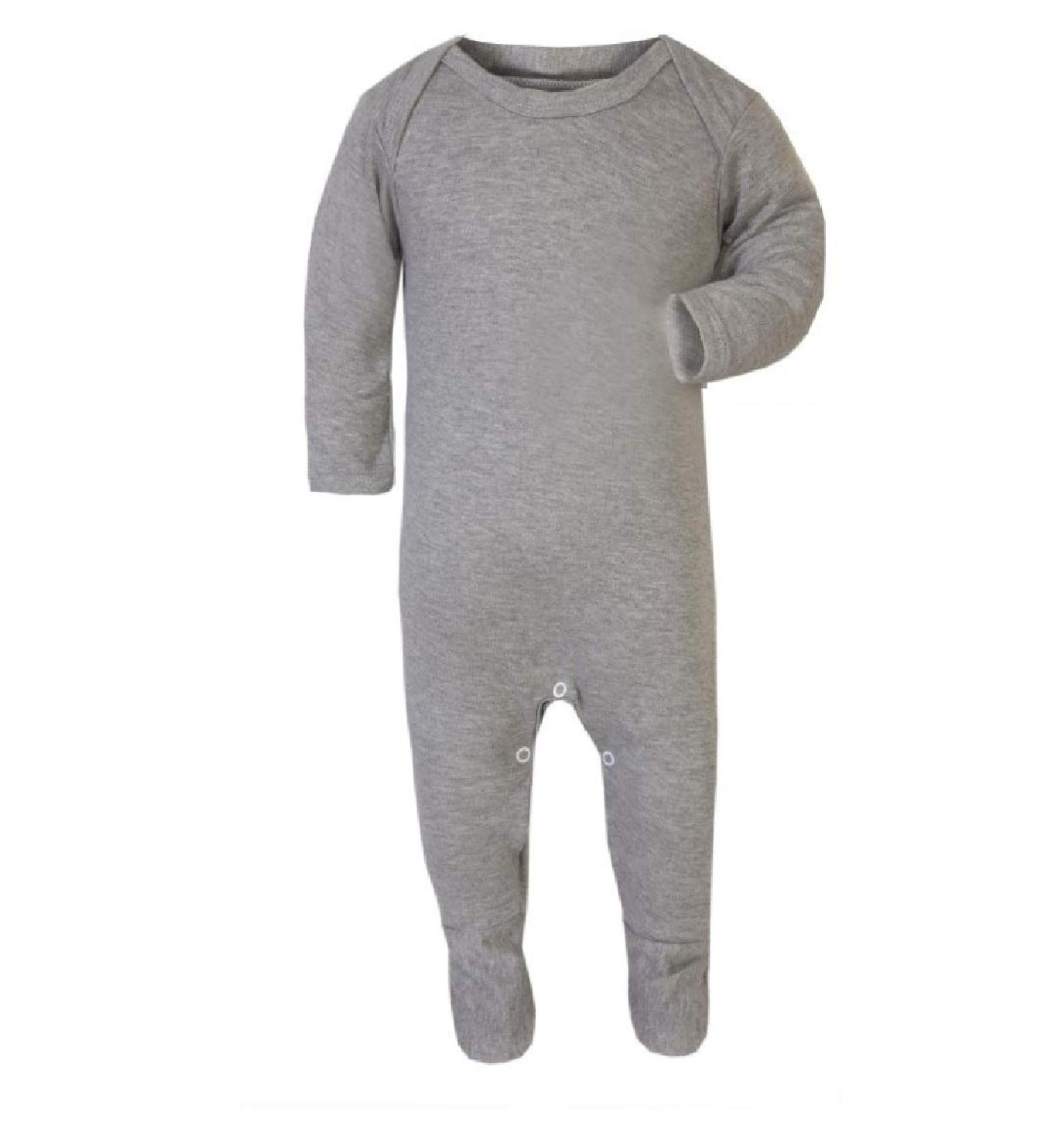 KWC 100% Cotton BABY BOY GIRL Plain Chest Long Sleeve Babygrow Bodysuit Sleepsuit Romper suit Grey 0-3 Months