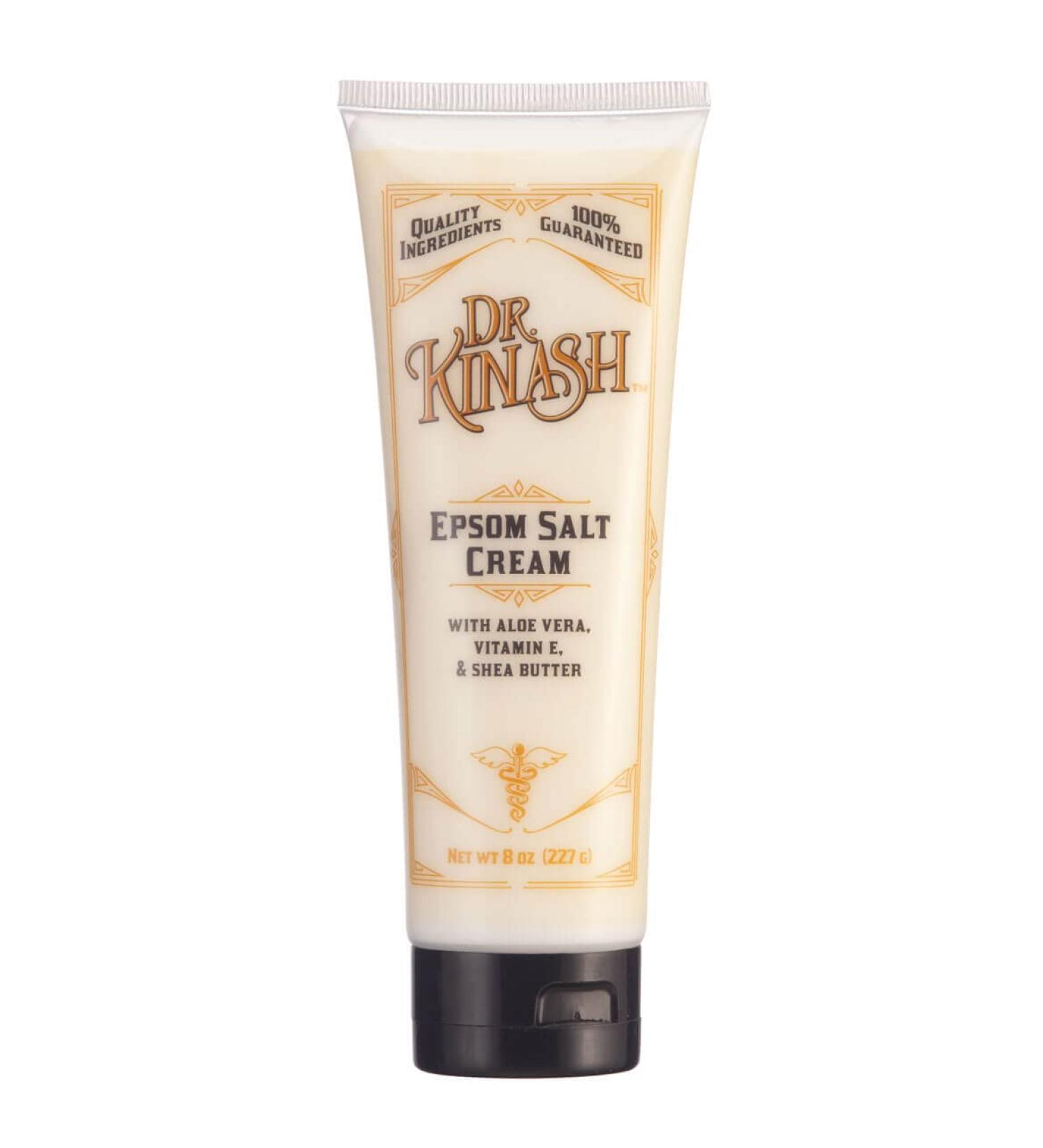 Dr. Kinash Soothing Epsom Salt Cream with Aloe Vera Vitamin E and shea Butter to moisturize Rough Dry Skin 8 Ounces
