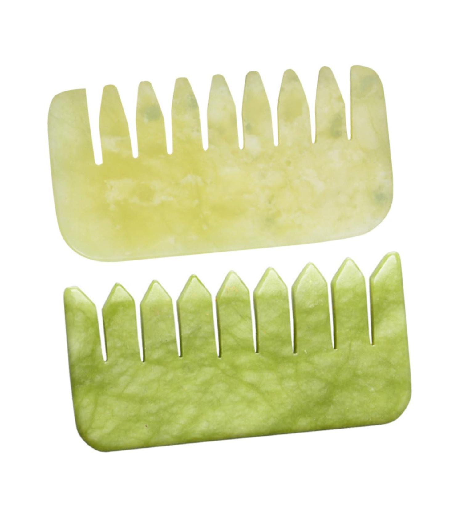 Beavorty Jade Massage Comb - Natural Gua Sha Tools for Scalp Massage & Hair Loss Relief | Green Ridge & Yellow Jade - Buy Online on GoSupps.com