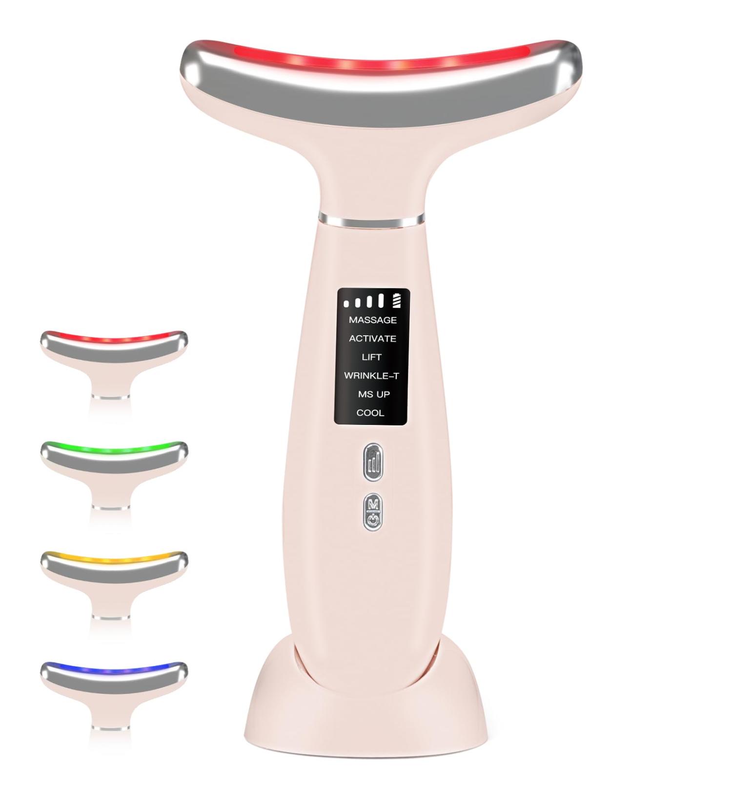 Red Light Therapy Facial Massager - Anti-Aging Skin Care Tool for Lifting & Tightening at Home (Light Pink - Buy Online on GoSupps.com
