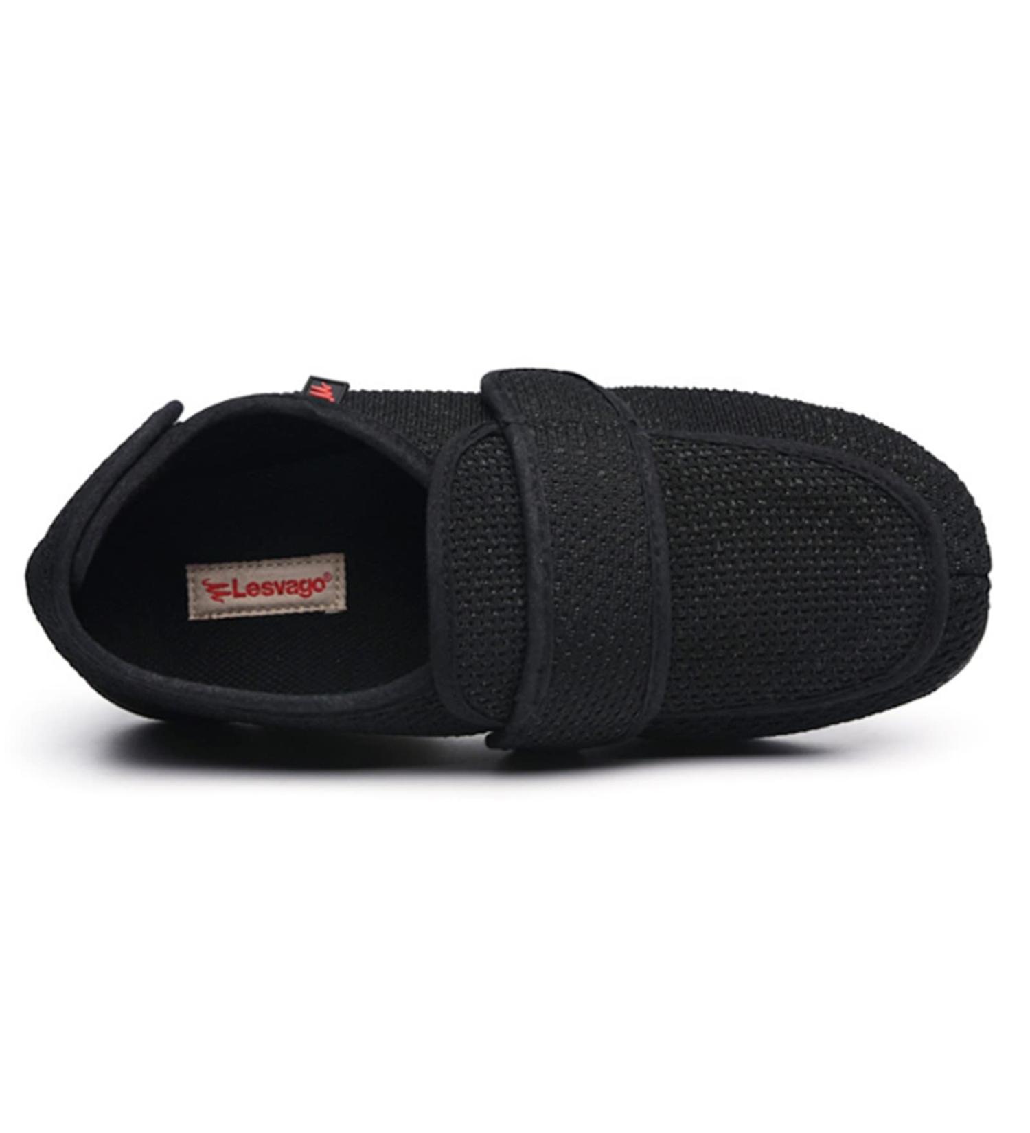 LEEWE Diabetic Shoes - Orthopaedic Touch Fastening Slippers for Diabetic Arthritis Edema Neuropathy - Black, Size 44 - Buy Online on GoSupps.com