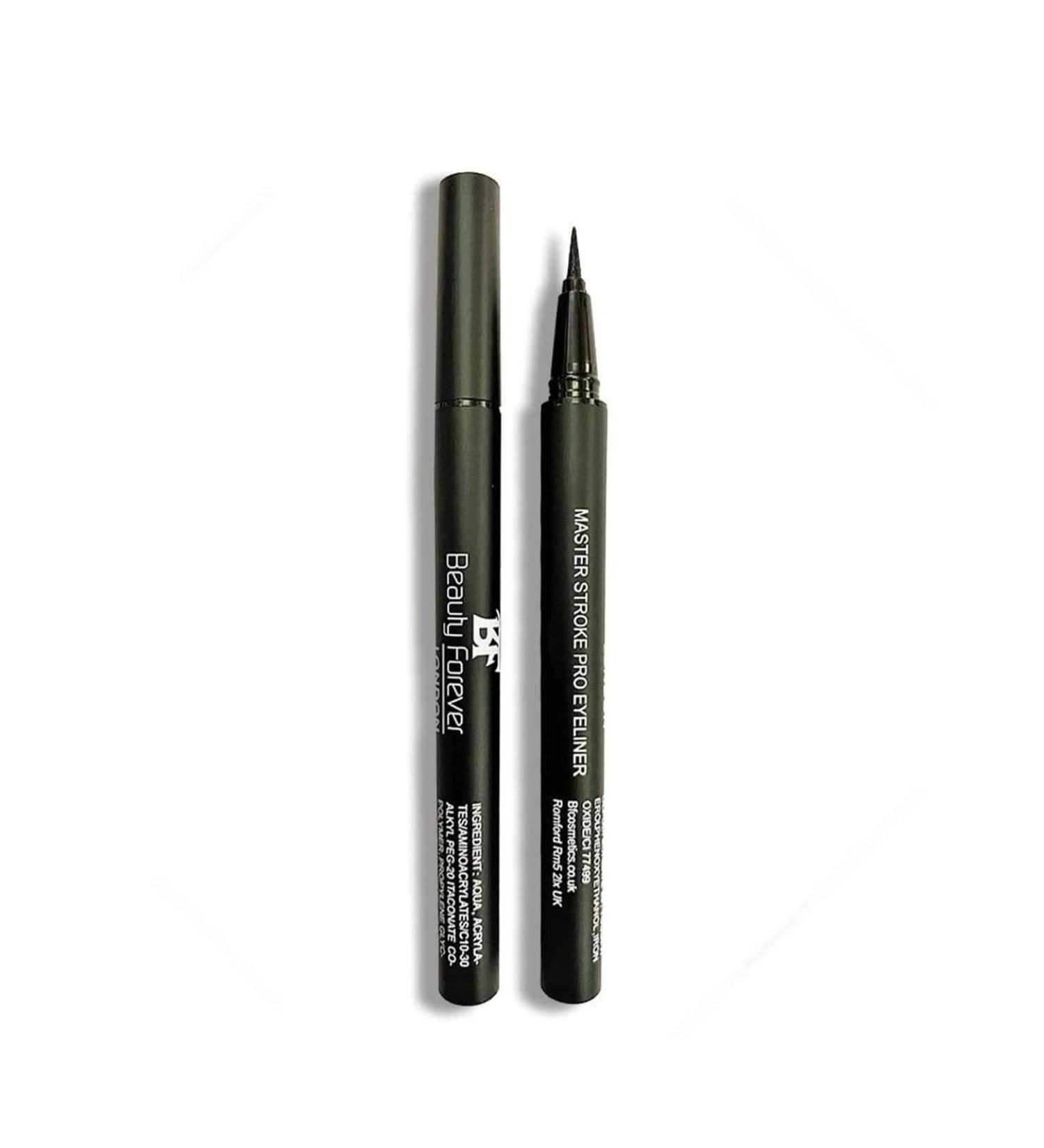 Beauty Forever Master Stroke Pro Eyeliner | Long Lasting Waterproof Felt Tip Pen | Smudge Proof Semi Matte Finish | Suitable For All Eye Shapes | 2 Shades (Black) - Buy Online on GoSupps.com