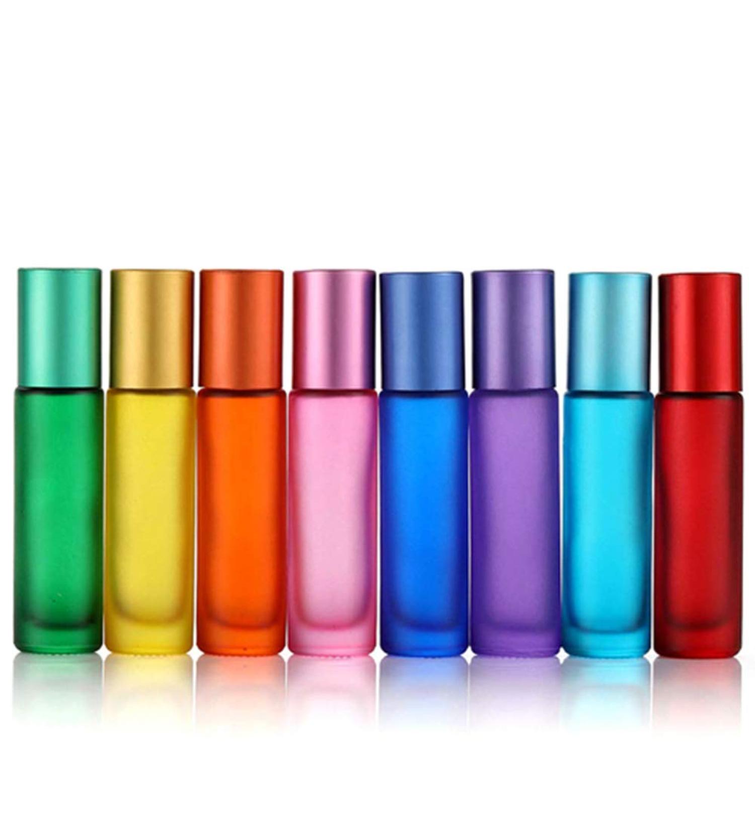8 Pack 10ml Frosted Glass Roll On Bottles | Portable Essential Oil Roller Bottles with Stainless Steel Balls | Buy Empty Perfume Bottles Internationally - Buy Online on GoSupps.com