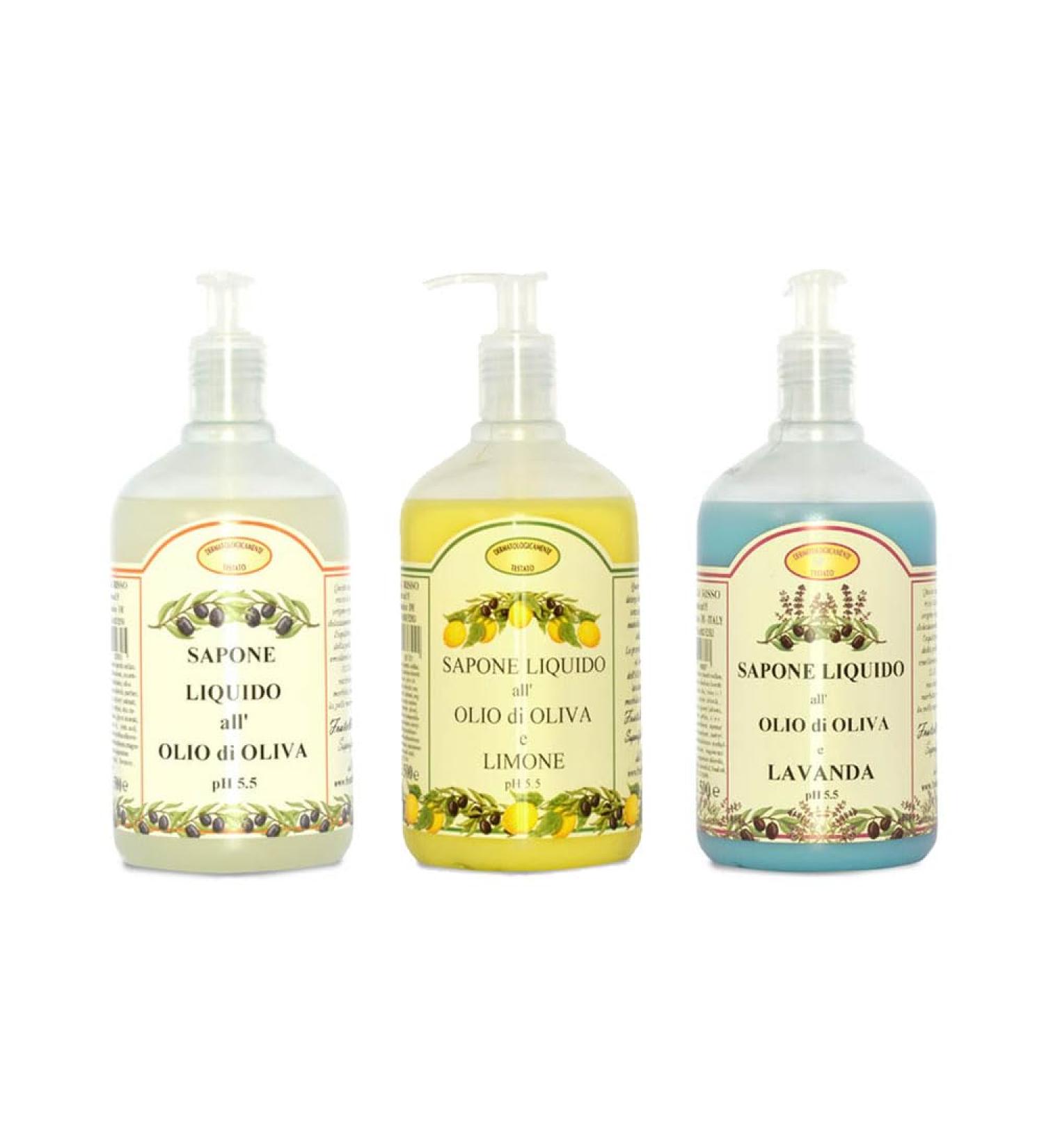  FRATELLI RISSO Liquid Soaps Lemon/Olive/Lavender Foaming Body Soap 3 Pieces 500ml - Buy Online on GoSupps.com