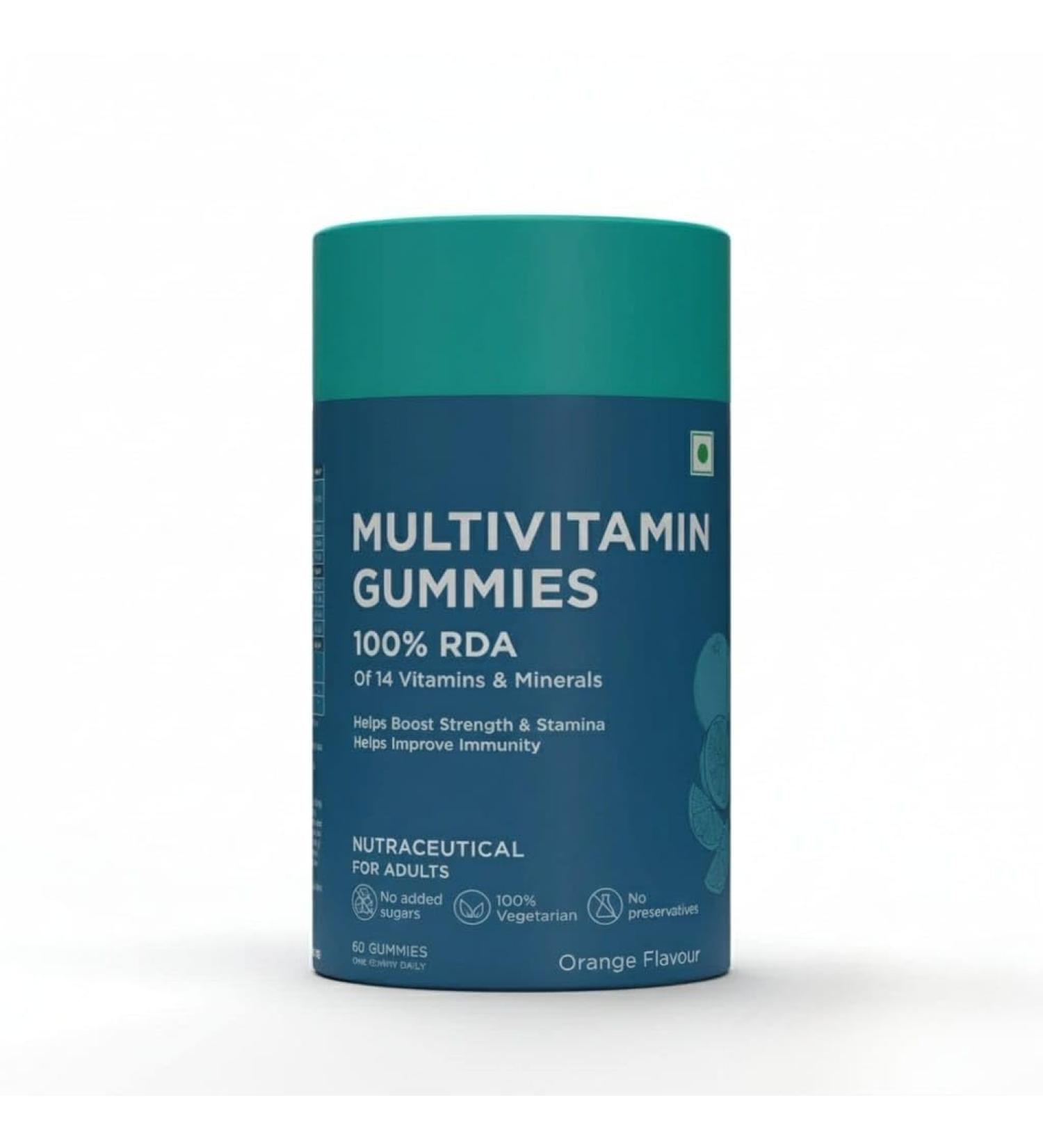 HK Multivitamin Gummies(Orange 60 Days Pack) | for Men & Women | Boosts Energy & Immunity Supports Joint Health | 60 Gummies - Buy Online on GoSupps.com