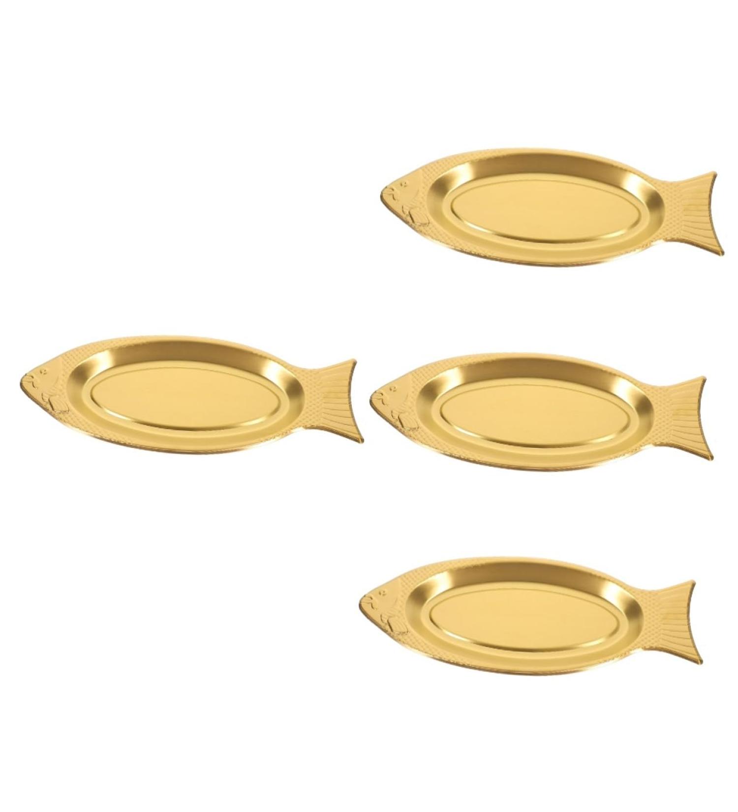 HOMSFOU 4pcs Stainless Steel Fish Plate Dinner Plates Fish Shaped Dish Grill Pan with Lid Oval Fish Dish Oval Serving Sushi Plate Dinner Serving Dish Dinnerware Food Japanese-Style Snack - Buy Online on GoSupps.com