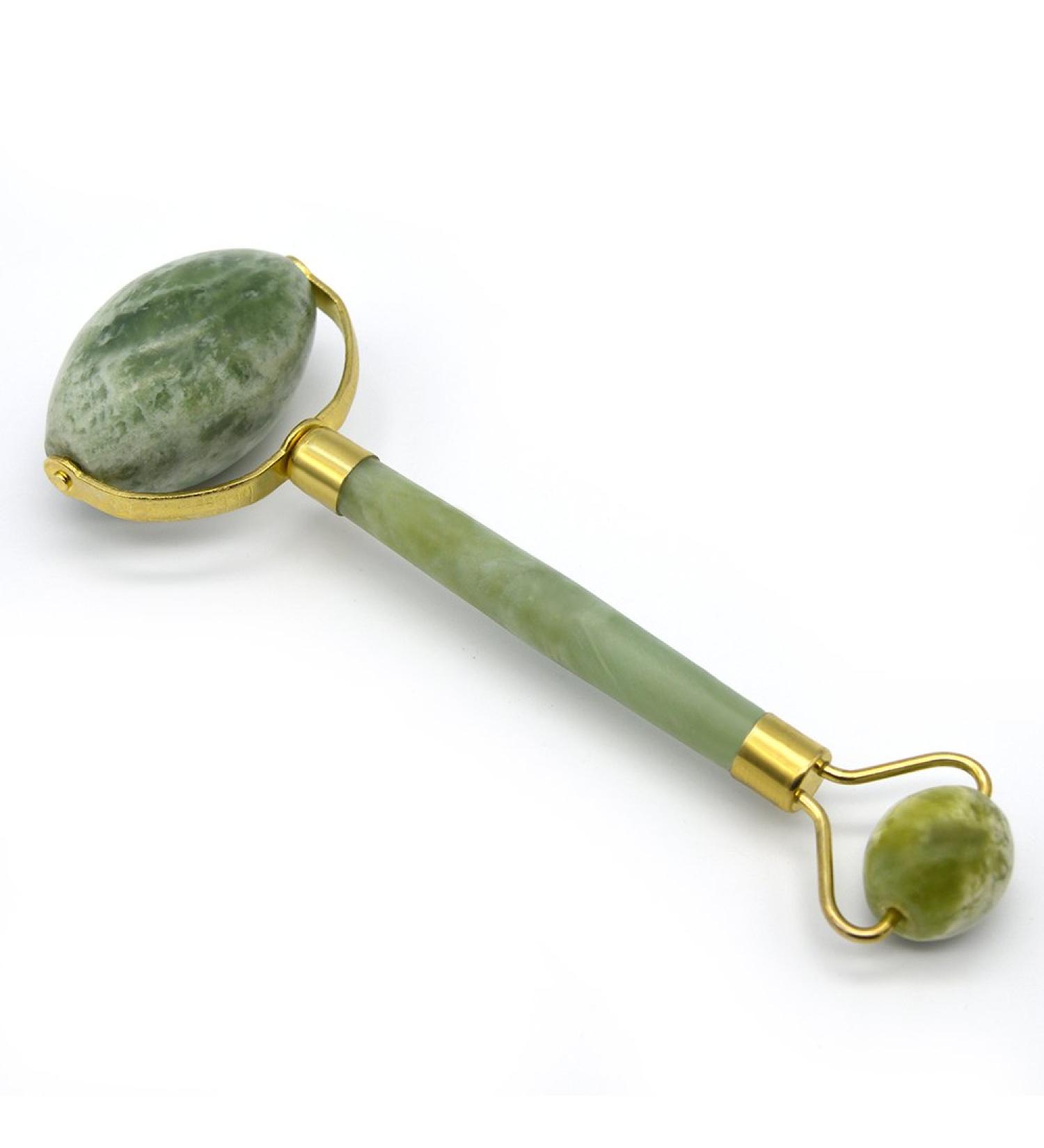 Double Jade Rollers Natural Jade Facial Massager Tighten and Relief Puffy Face and Eyes - Buy Online on GoSupps.com