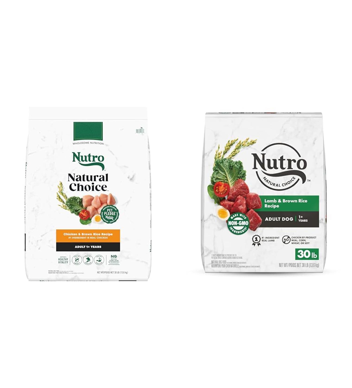 Nutro Natural Choice Adult Dry Dog Food Farm-Raised Chicken Whole Brown Rice & Sweet Potato Recipe 13.61kg (30LB) Bag & Natural Choice Adult Dry Dog Food Lamb & Rice Recipe 13.61kg (30LB) Bag Dog Food + Dog Food 13.61kg Chicken 13.6 kg (Pack of 1) - Buy Online on GoSupps.com