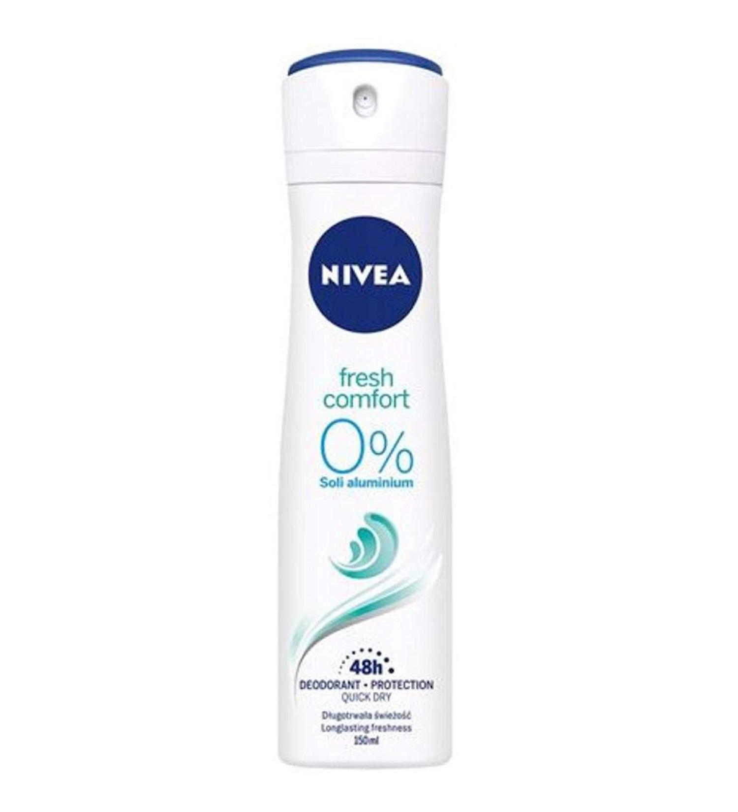 Nivea Fresh Comfort Spray Deodorant 0 % Aluminum Salts -150 ml 1 Count (Pack of 1) Fresh Comfort
