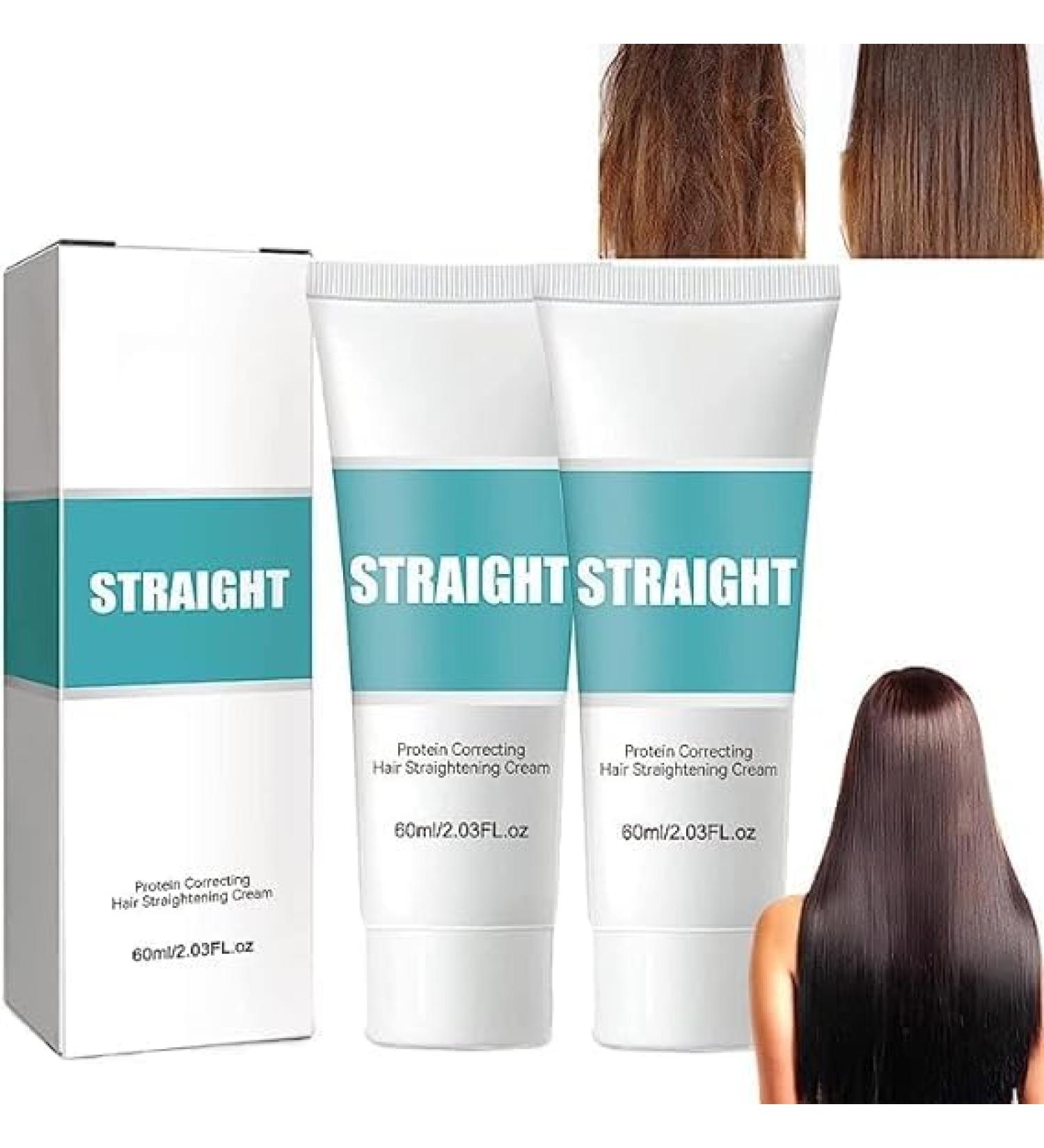 1/2/3/5Pcs Hair Straightener Cream Keratin Hair Treatment Straightener Protein Correcting Hair Straightening Cream Silk and Gloss Nourishing Smoothing for All Hair Types 60ml/2.03fl.oz (2pcs) - Buy Online on GoSupps.com