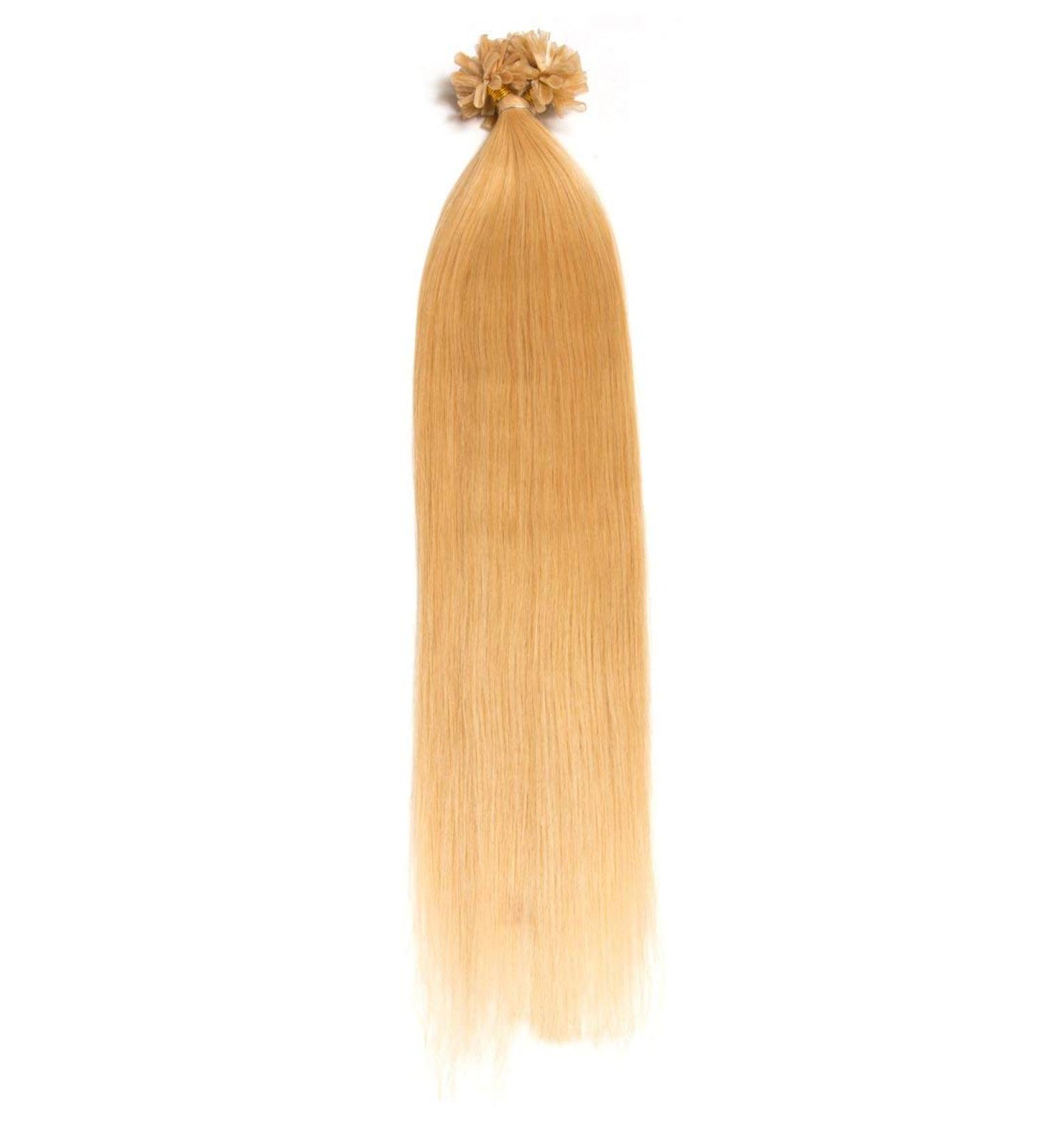 Middle Blonde Keratin Bonding Extensions - 100% Remy Human Hair | 50x 1g 45cm U-Tip Strands - Color #22 - Buy Online on GoSupps.com