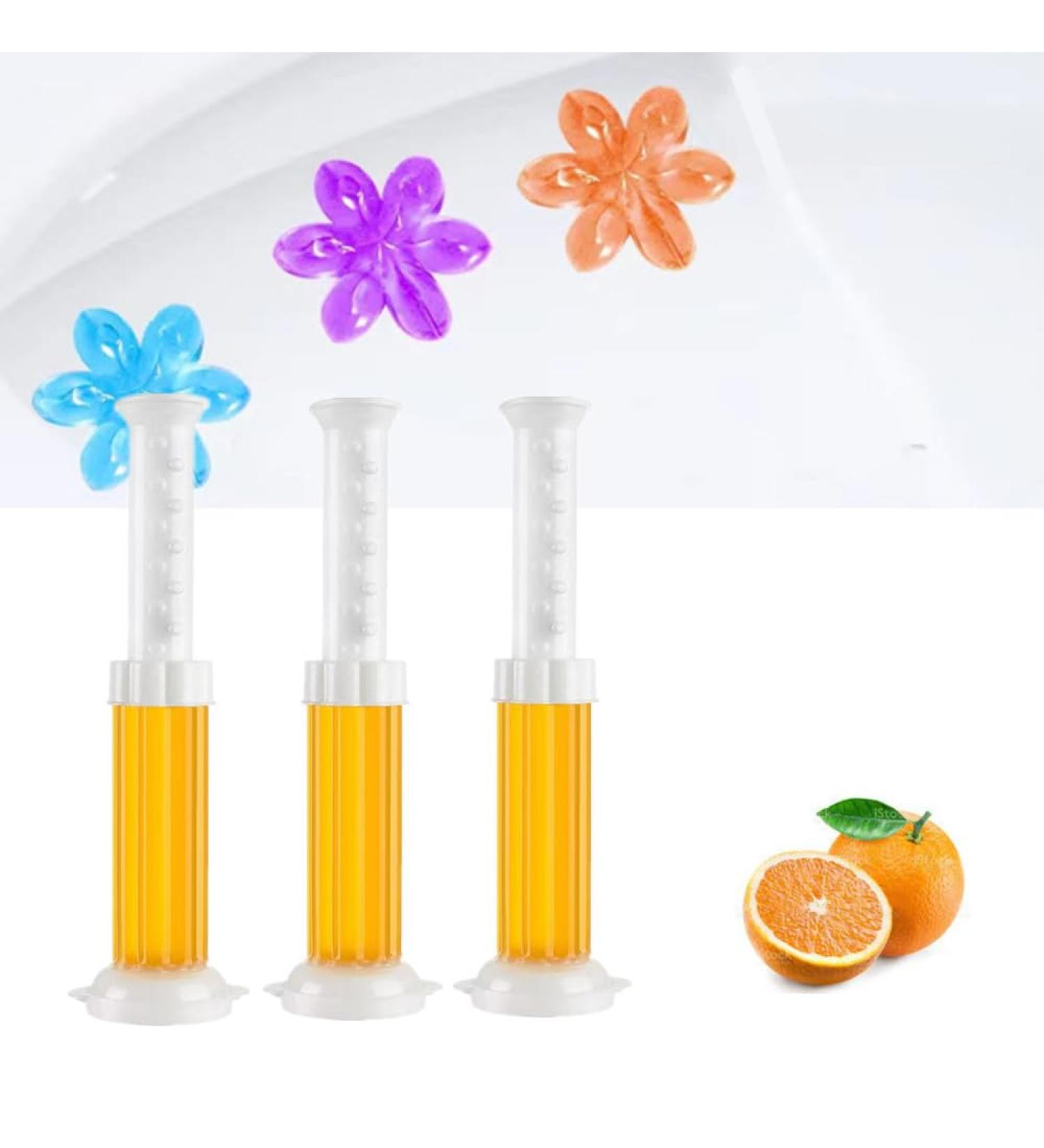 Toilet Gel Stamp 3 Pack/36 Toilet Stamps Toilet Bowl Stamp Gel Toilet Gel Refills Toilet Refresh Flower Scent Gel Includes Dispenser and Gel 3 Pack/set Last for a Month and a Half Orange - Buy Online on GoSupps.com