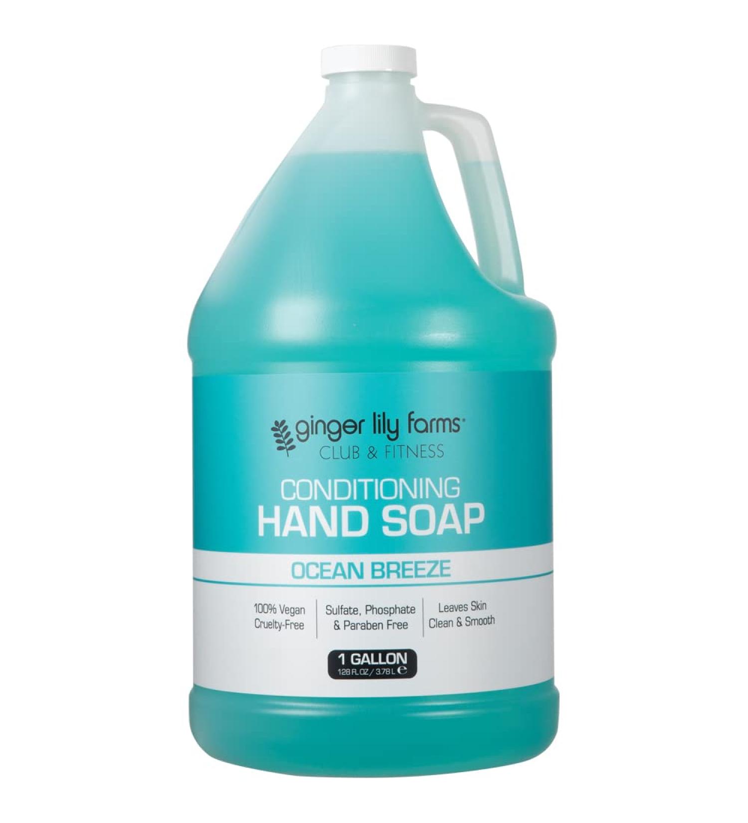 Ginger Lily Farms Club & Fitness Conditioning Liquid Hand Soap Refill - Ocean Breeze Scent, 1 Gallon - Vegan & Cruelty-Free - Buy Online on GoSupps.com
