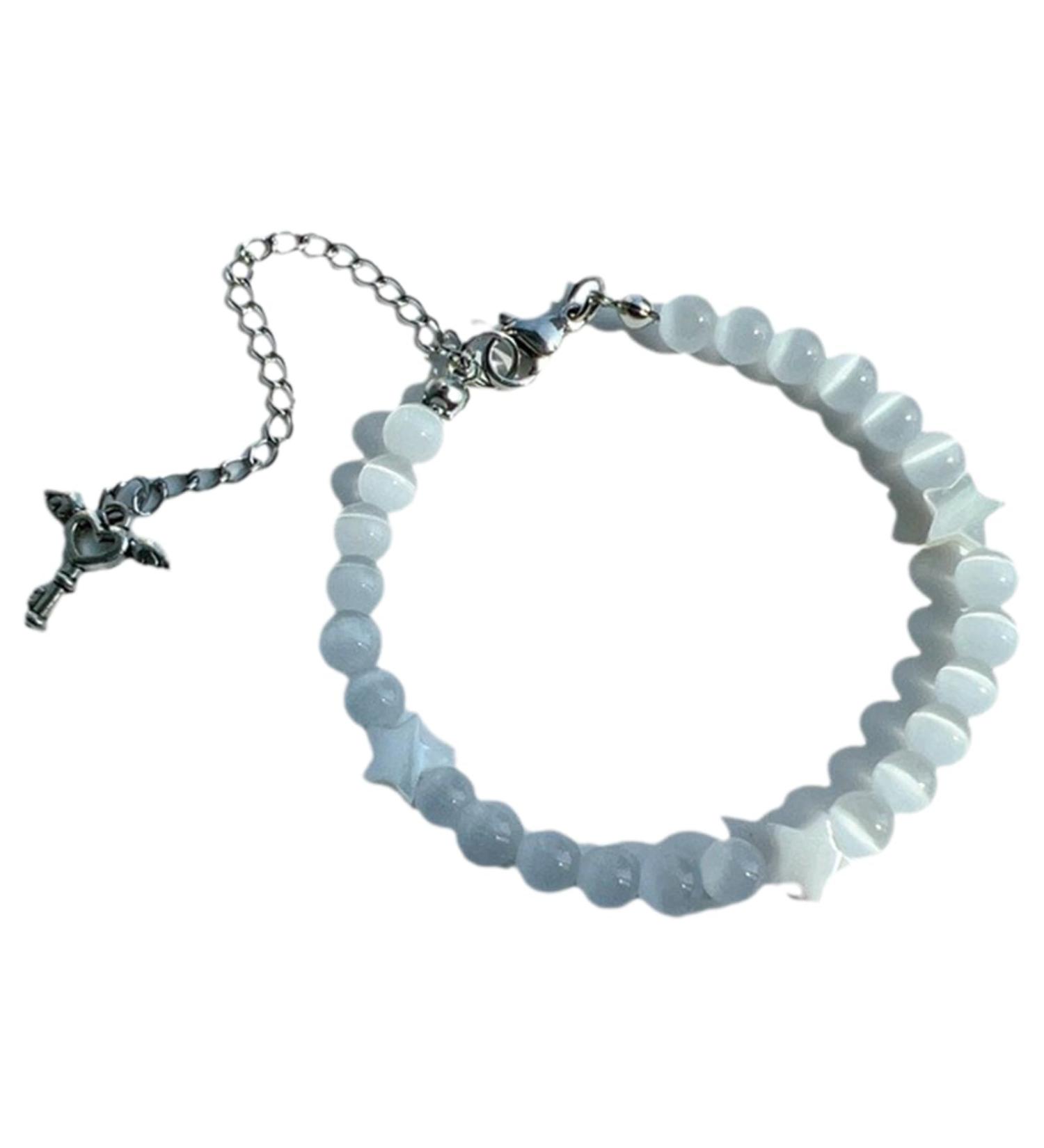 Oralgo Cat Eye-Stone Pearl Bracelets | Natural Opal Adjustable Wrist Chain | Fashionable Yoga Jewelry & Lucky Charms for Women - Buy Online on GoSupps.com