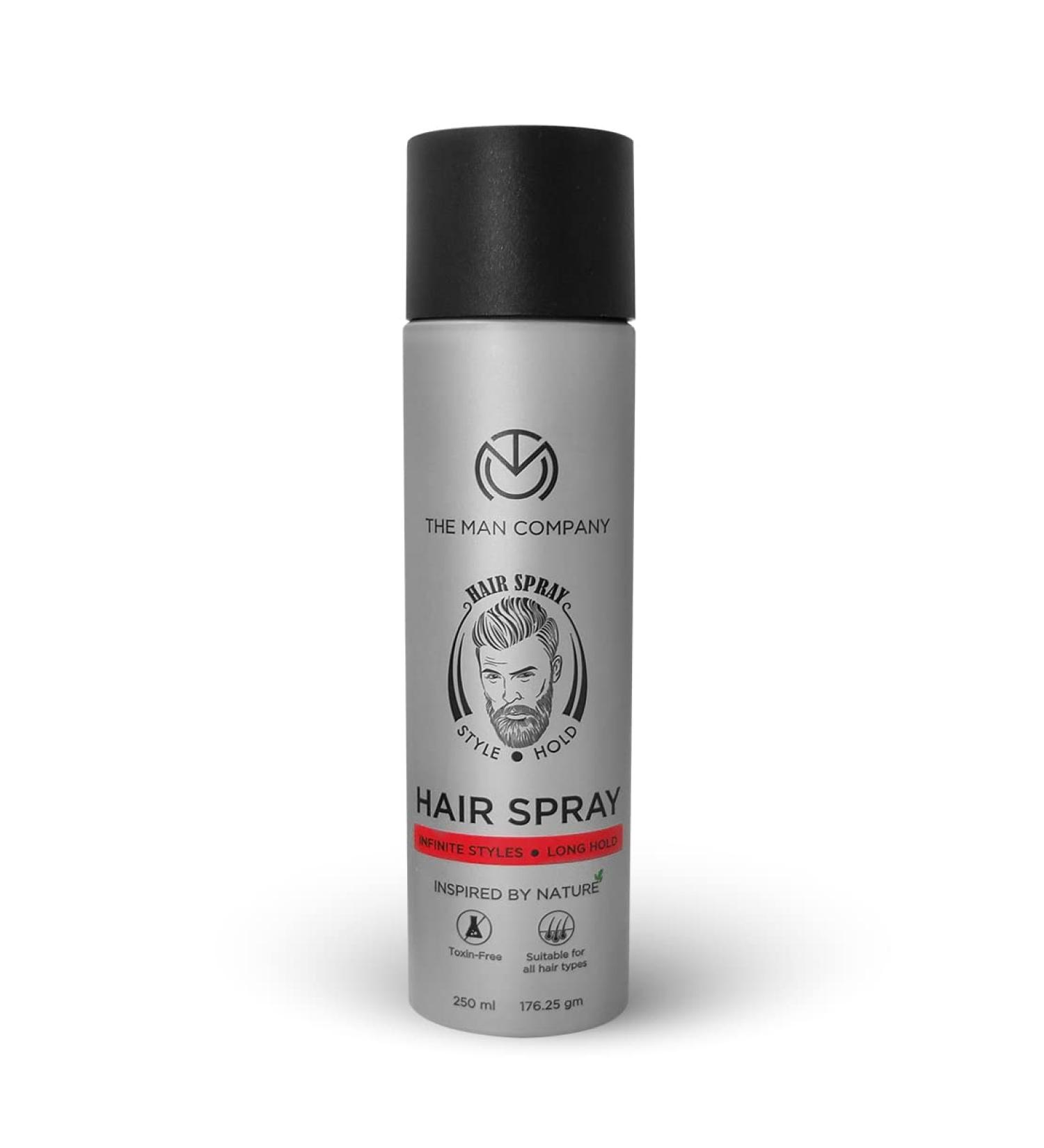 The Man Company Hair Styling Spray for Men - 250ml Strong Hold Long Lasting Matte Look & Instant Grip Natural Shine Non-Stick Ultra Hard (Grey) - Buy Online on GoSupps.com