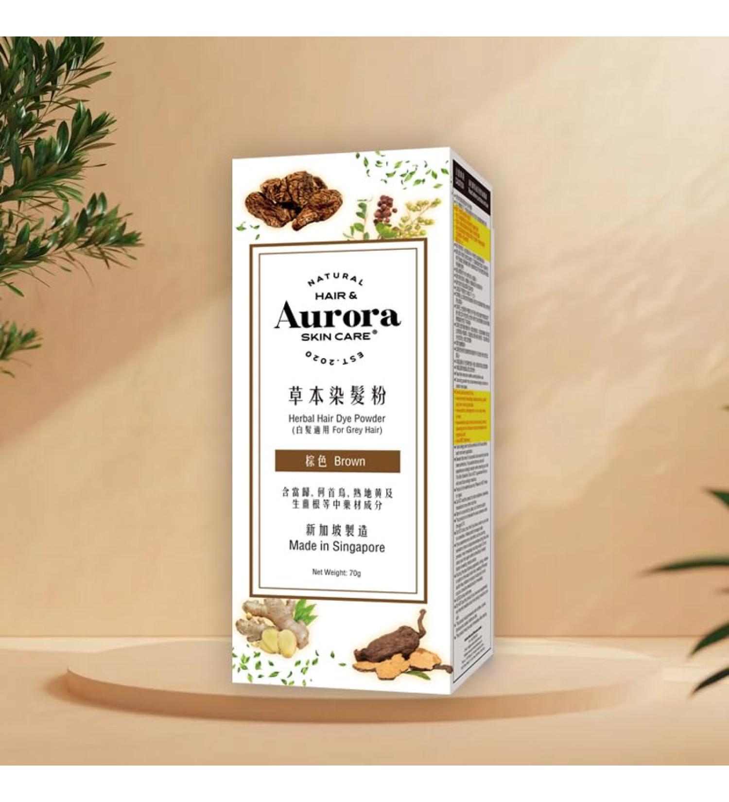 Aurora Hair Coloring Powder for Gray Hair Brown