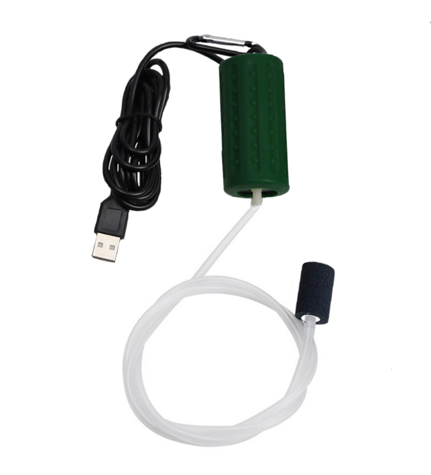 Quiet USB Mini Air Pump for Aquariums - Energy-Saving Oxygen Bubbler with Air Stone & Hose | Dark Green 1W - Buy Online on GoSupps.com