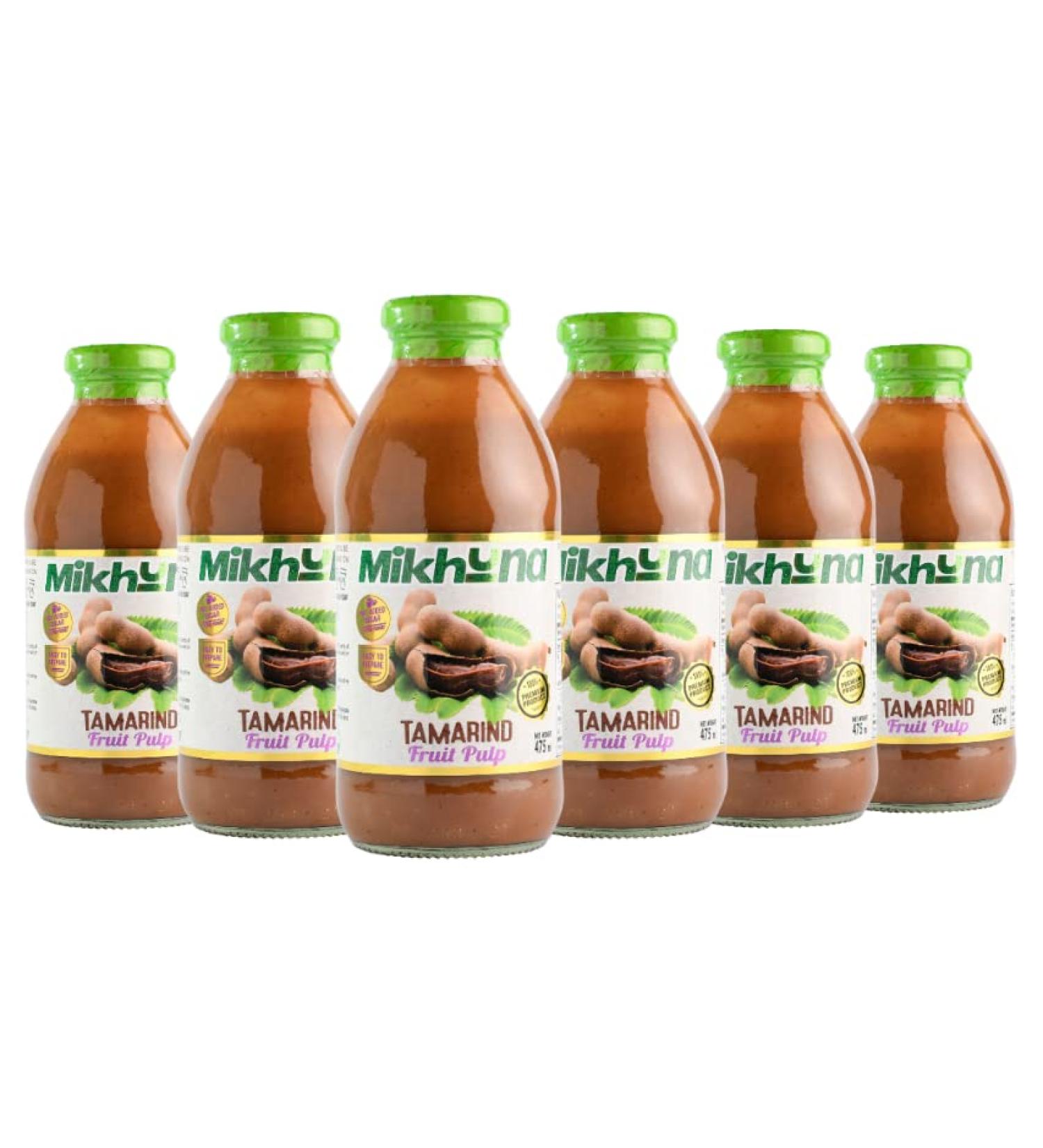 Mikhuna Tamarind Fruit Pulp Pack of 6-475ml per Unit for Juice Smoothies Desserts Ice Cream Cocktails Sauces - Buy Online on GoSupps.com
