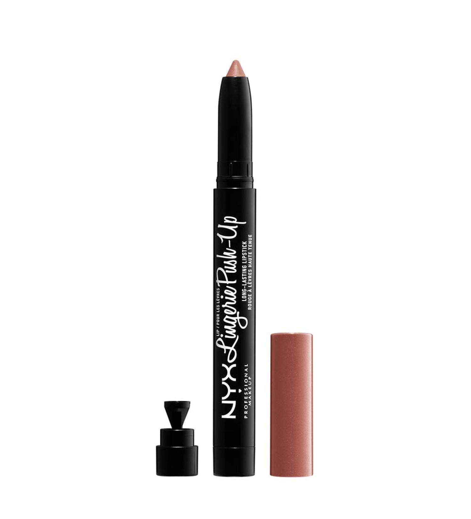 NYX Lip Lingerie Push-Up Plumping Lipstick - Bedtime Flirt, Red Tone Pink - Buy Online on GoSupps.com