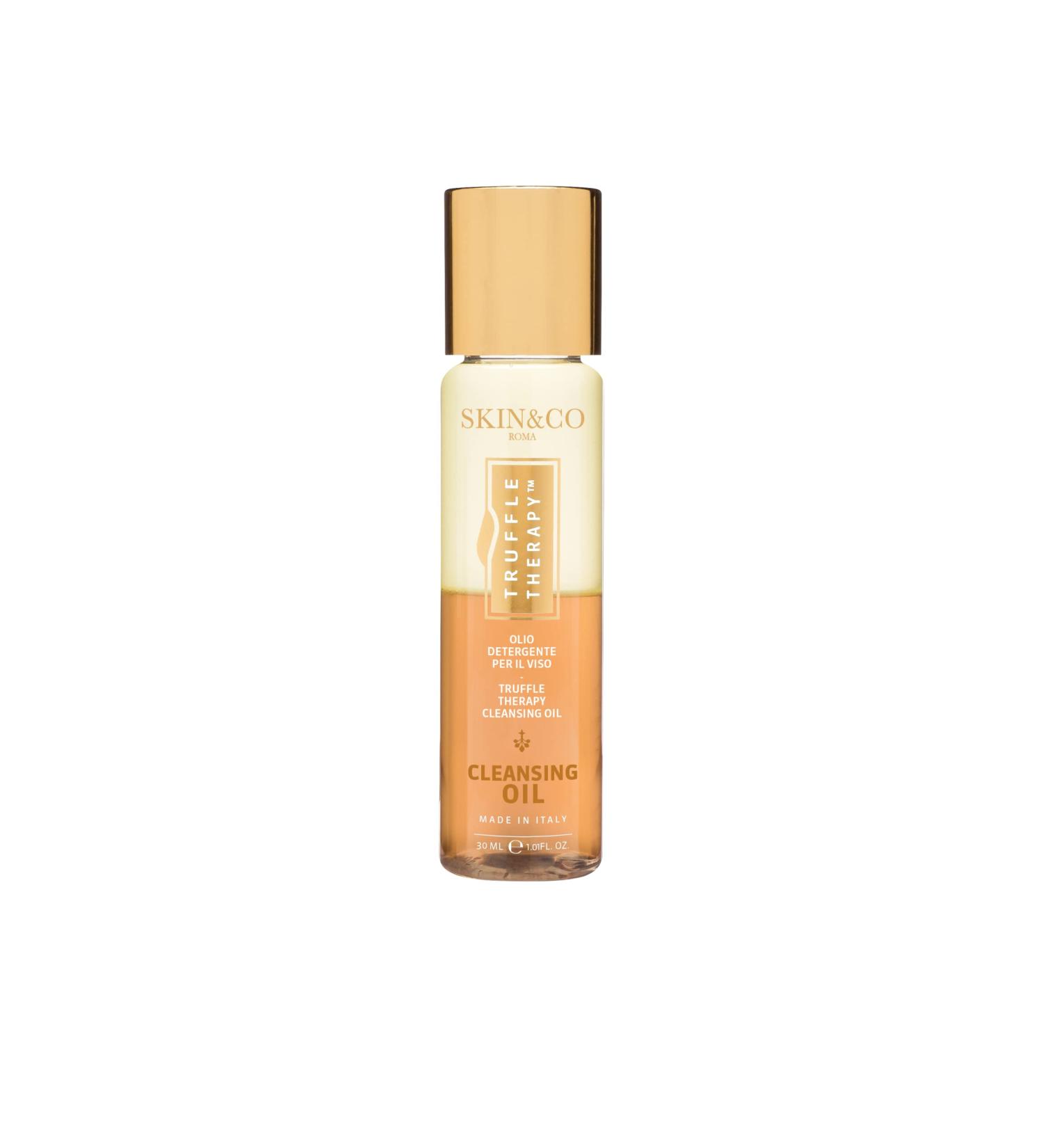 SKIN&CO Truffle Therapy Cleansing Oil 30ml - Made in Italy Bi-phasic makeup removing cleanser formulated with Black Winter Truffle Extract Sweet Almond Oil Argan Oil and Aloe Vera