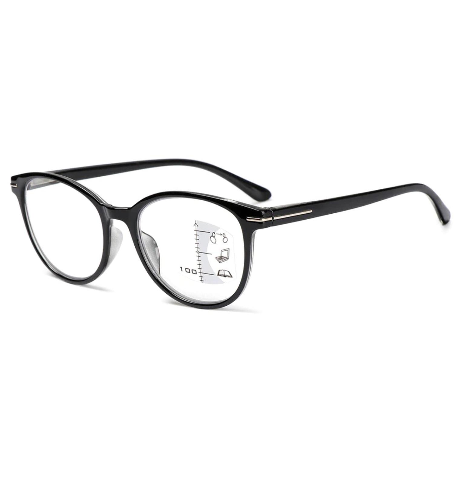 Robust Black Multifocal Rapping Glasses for Men - Anti-Blue Light Spring Hinge +1.00 to +3.00 Diopters - Buy Online on GoSupps.com