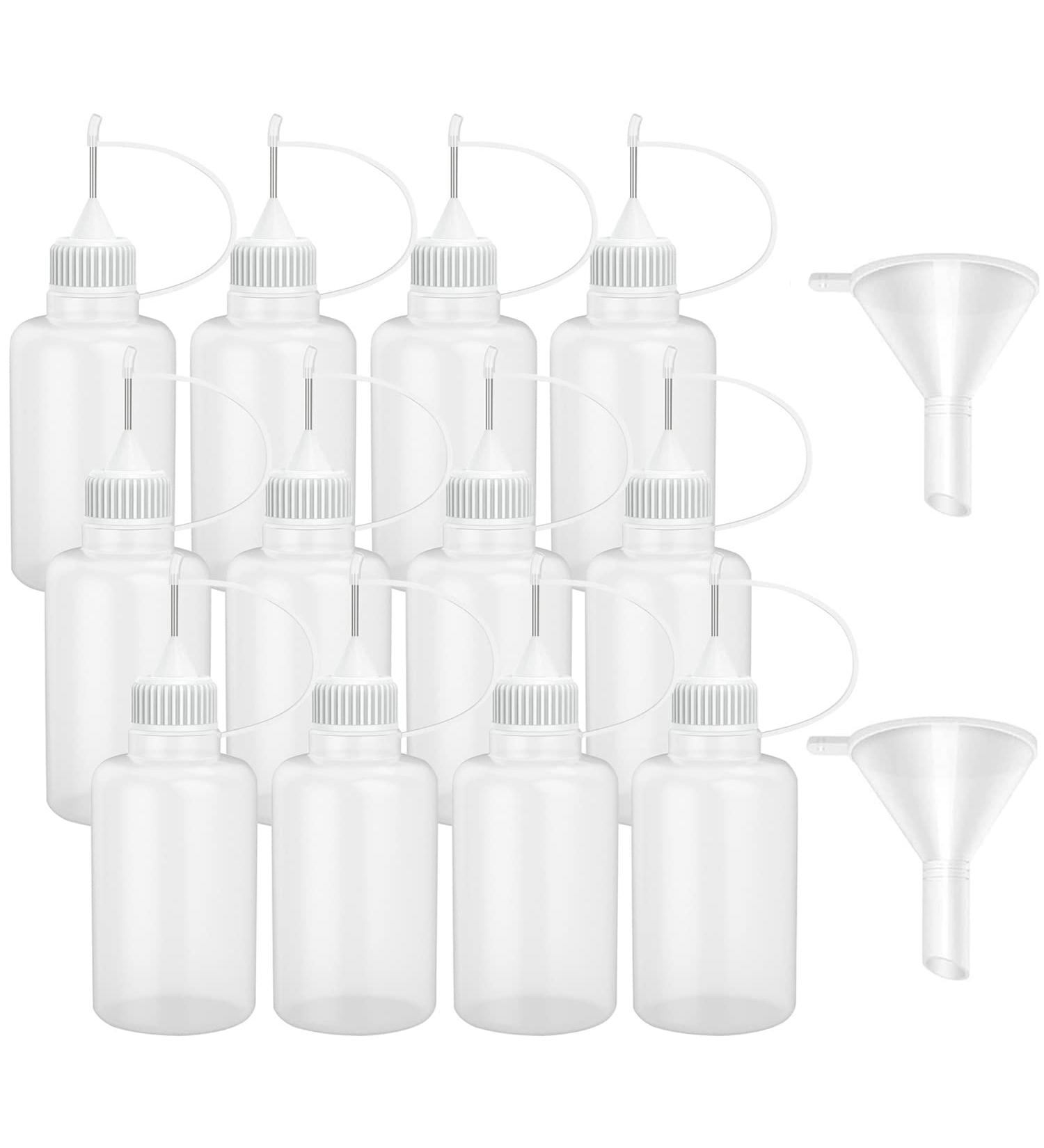 12 Pcs 1oz Needle Tip Glue Bottles for Small DIY Projects - Paper Quilling, Acrylic Painting | 30ml Plastic Dropper Bottles with White Lid - Buy Online on GoSupps.com