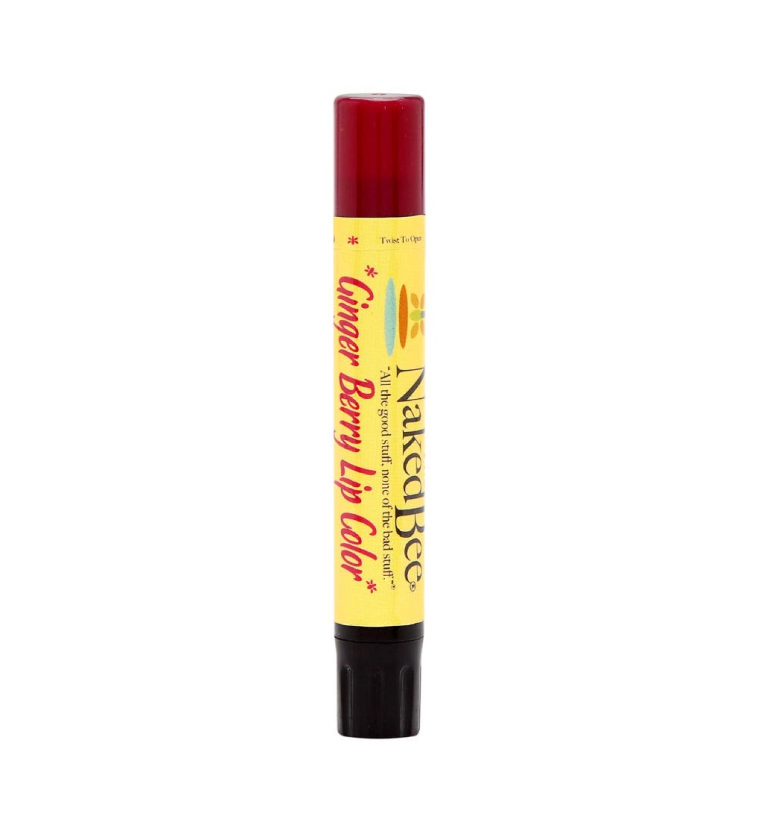The Naked Bee Ginger Berry Natural Lip Color  0.09 Ounce Single (1) Ginger Berry