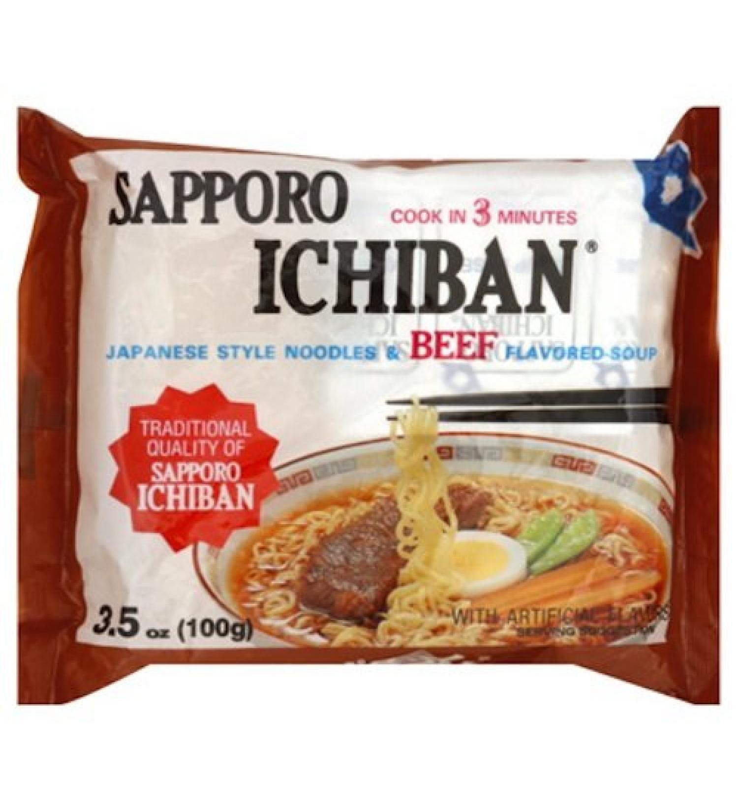 Sapporo Ichiban Japanese Style Noodles and Beef Flavored Soup 3.5-Ounce (Pack of 8) Beef Flavored Soup Japanese Style Noodles 100 g (Pack of 8)