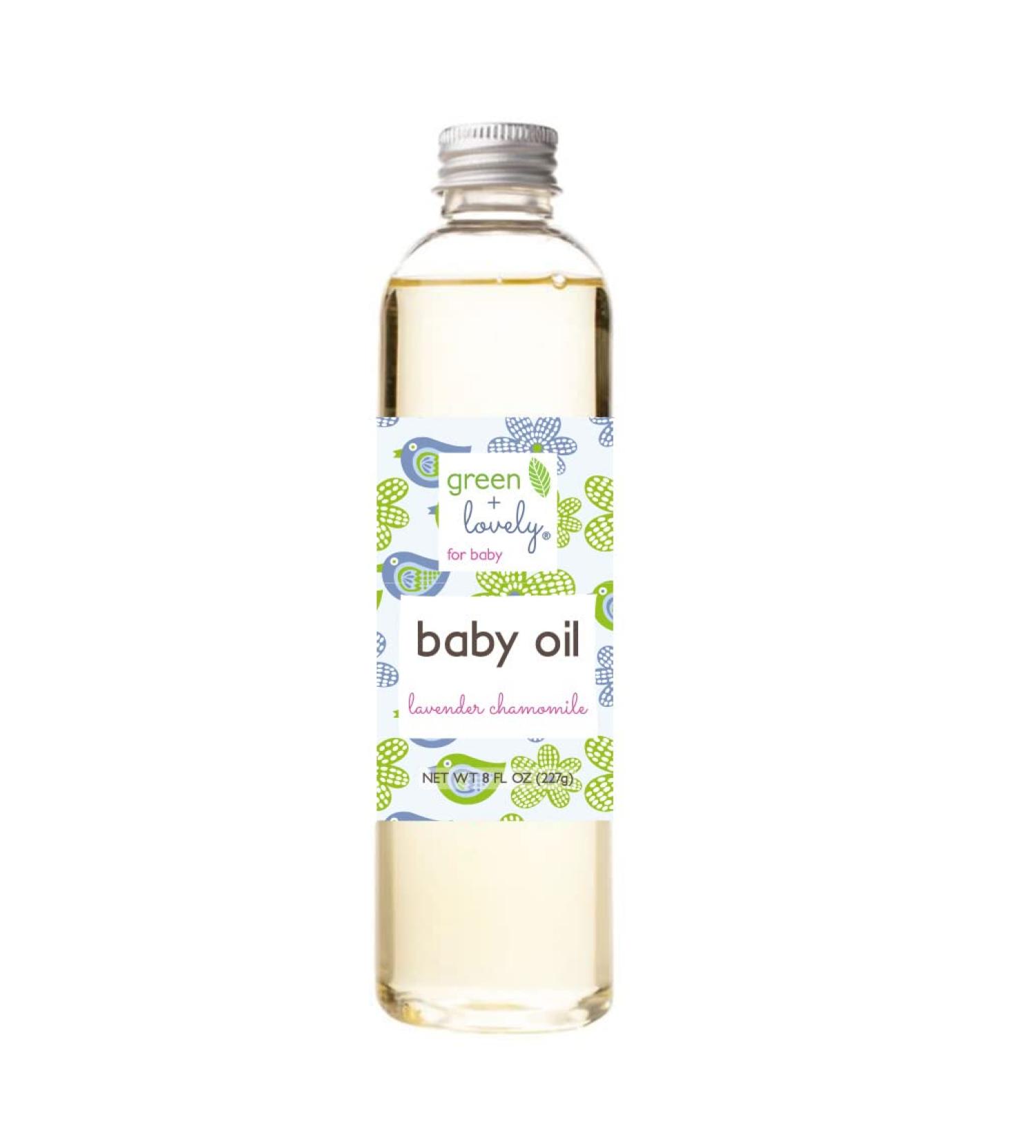 Green + Lovely Baby Oil Moisturizer Infant Delicate Skin Massage Premium Certified Organic Moisture For Newborn Rash Eczema Care Body Massaging Oils  8 Fl Oz  Lavender Chamomile Lavender Chamomile 8 Fl Oz (Pack of 1)