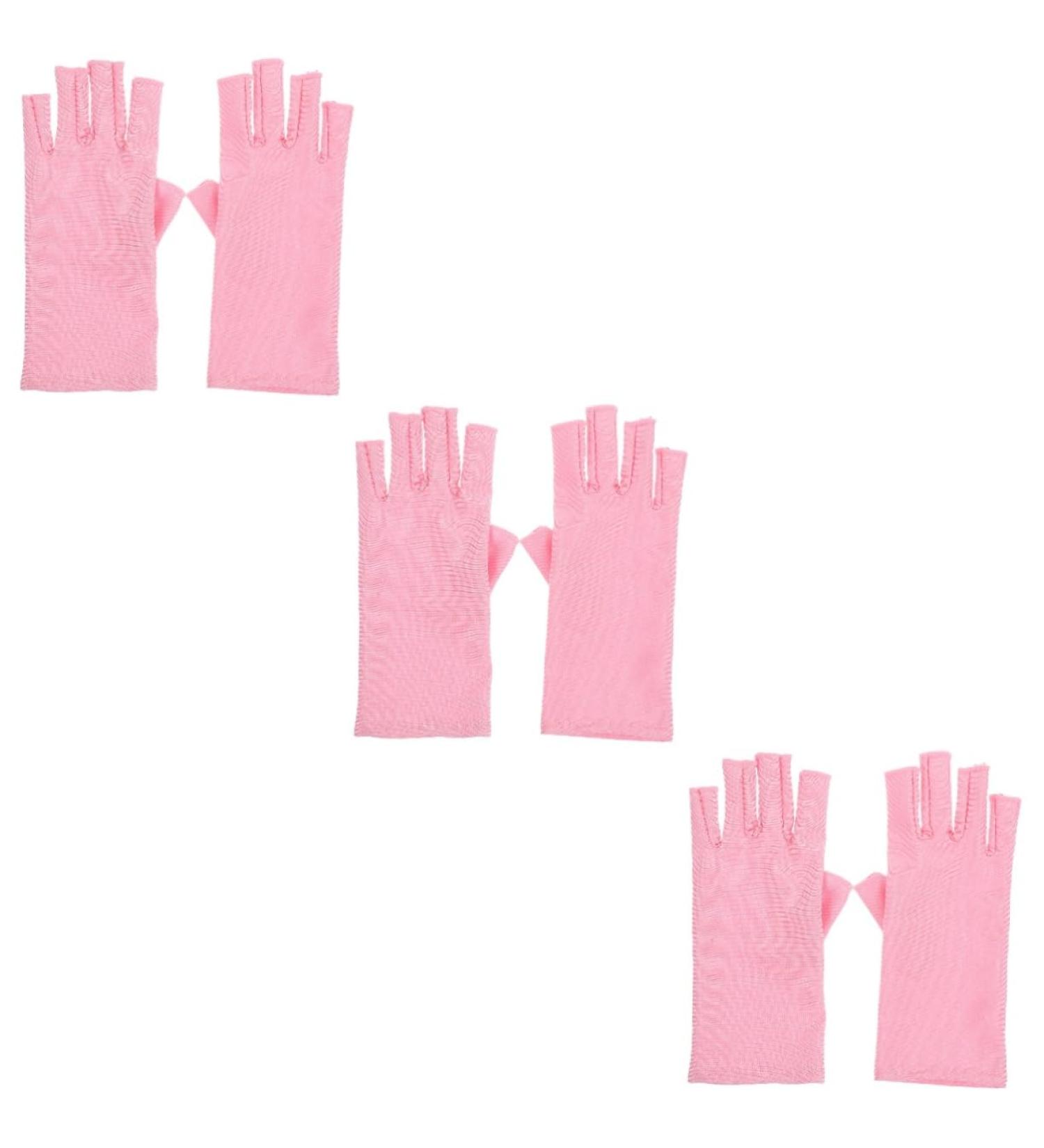 minkissy 3 Pairs Nail Gloves Nail Art Anti- Gloves Gloves for Gel Nail Protection Gloves for Manicure LED Gloves Gloves for Manicure Moisturizing Spandex Pink Apparel - Buy Online on GoSupps.com